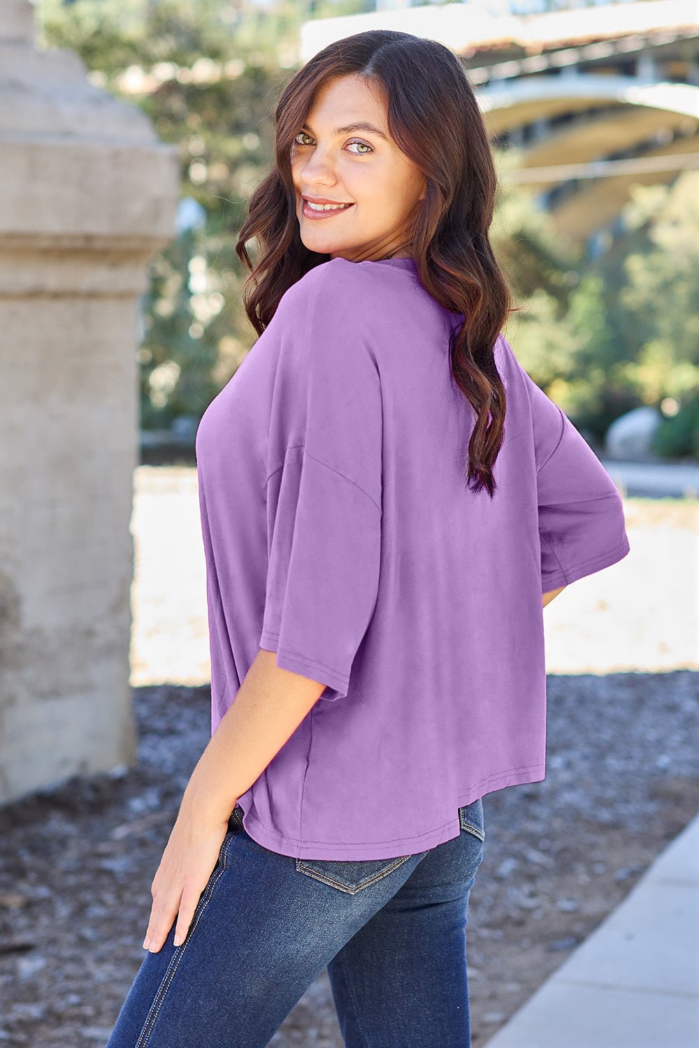 Basic Bae Bamboo Full Size Round Neck Drop Shoulder T-Shirt - The Coin Has A Say