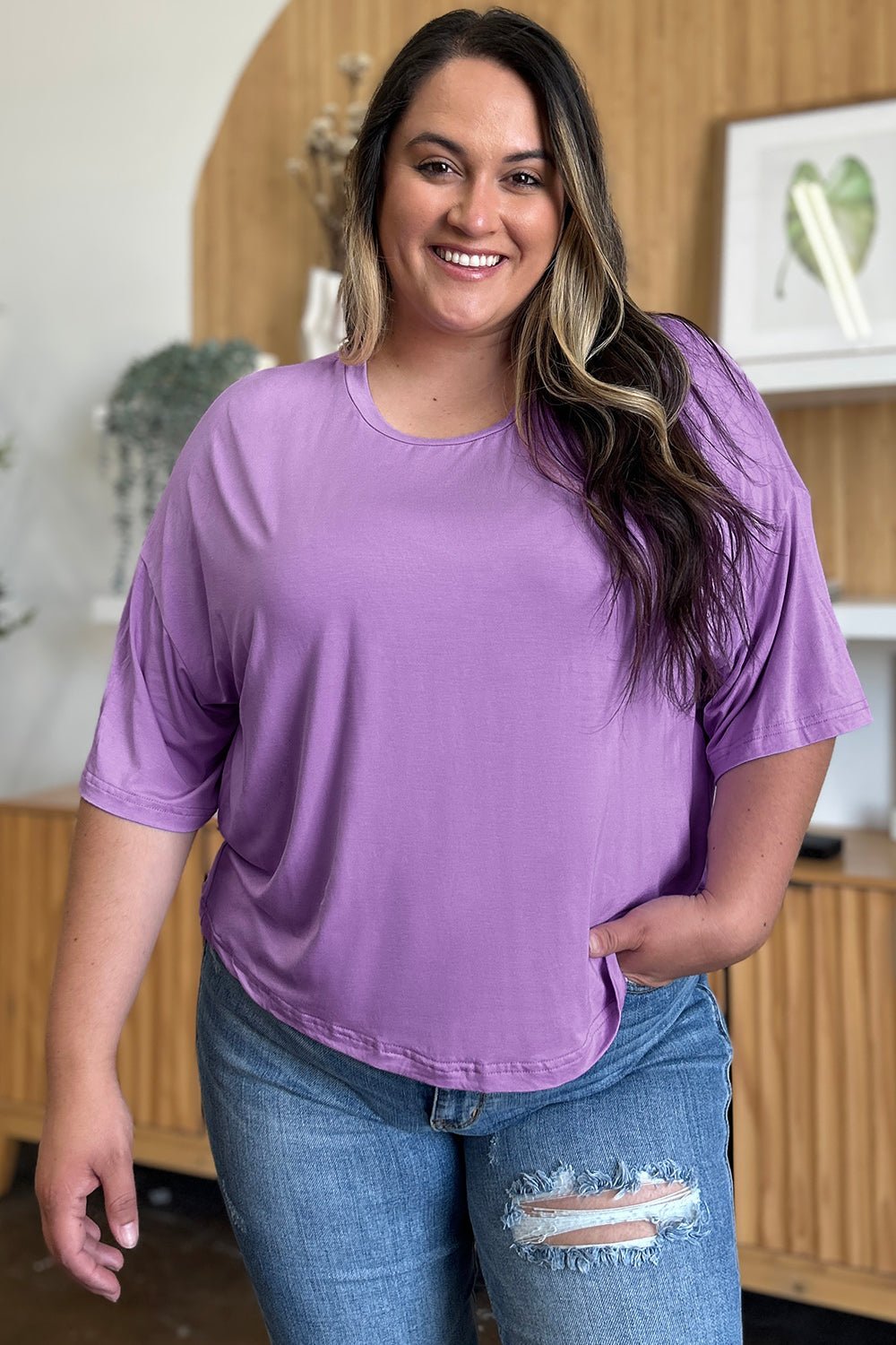 Basic Bae Bamboo Full Size Round Neck Drop Shoulder T-Shirt - The Coin Has A Say