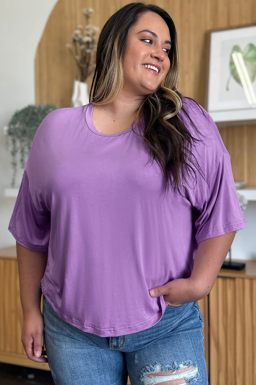 Basic Bae Bamboo Full Size Round Neck Drop Shoulder T-Shirt - The Coin Has A Say
