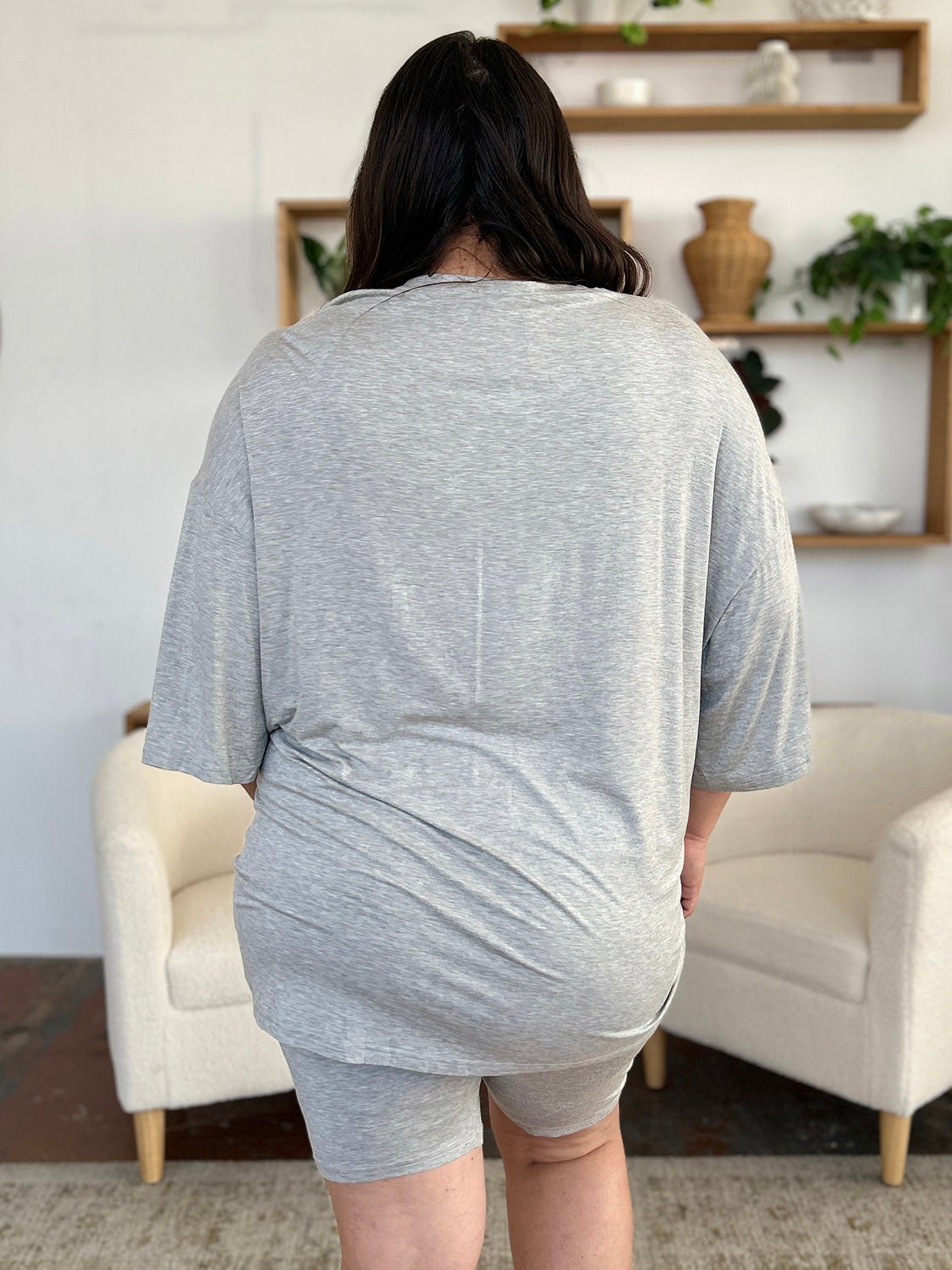 Basic Bae Bamboo Full Size Round Neck Drop Shoulder T-Shirt and Shorts Set - The Coin Has A Say