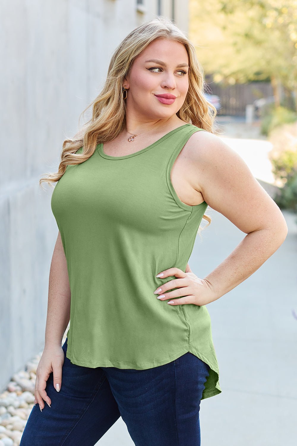 Basic Bae Bamboo Full Size Round Neck Tank - The Coin Has A Say