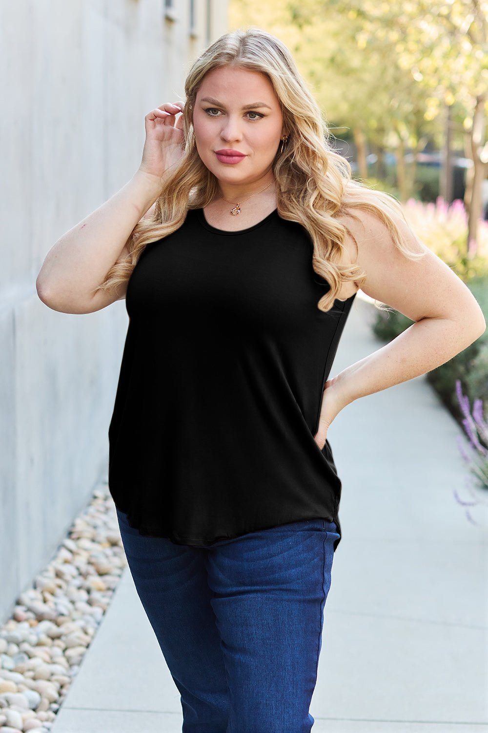 Basic Bae Bamboo Full Size Round Neck Tank - The Coin Has A Say