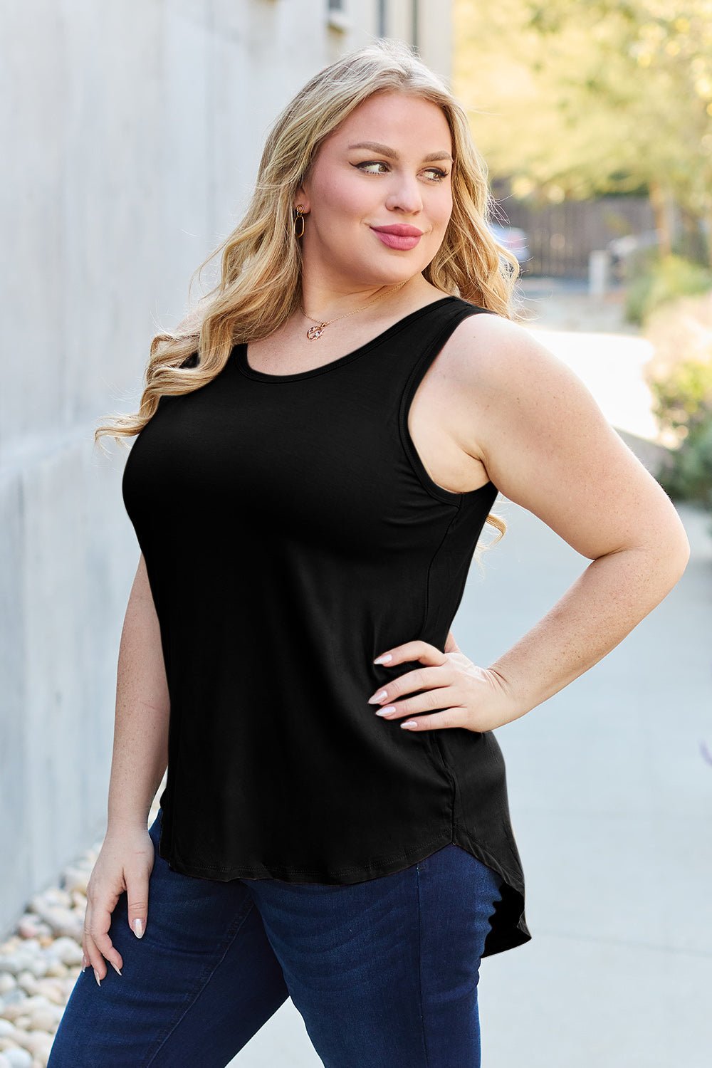 Basic Bae Bamboo Full Size Round Neck Tank - The Coin Has A Say