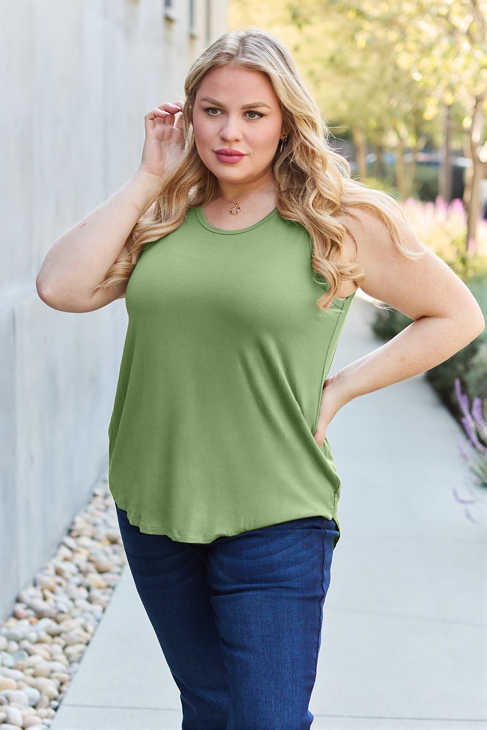 Basic Bae Bamboo Full Size Round Neck Tank - The Coin Has A Say