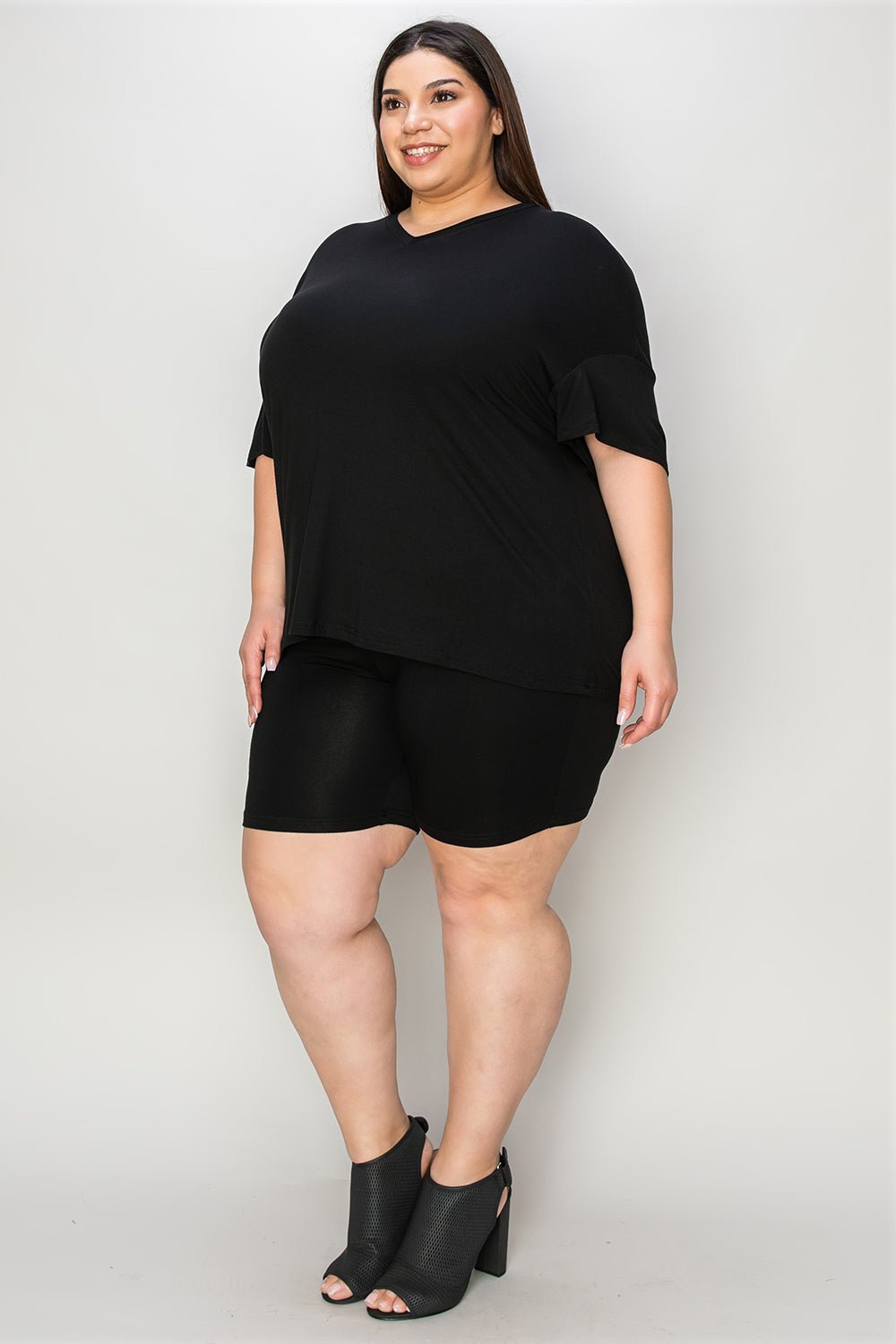 Basic Bae Bamboo Full Size V-Neck Drop Shoulder T-Shirt and Shorts Set - The Coin Has A Say