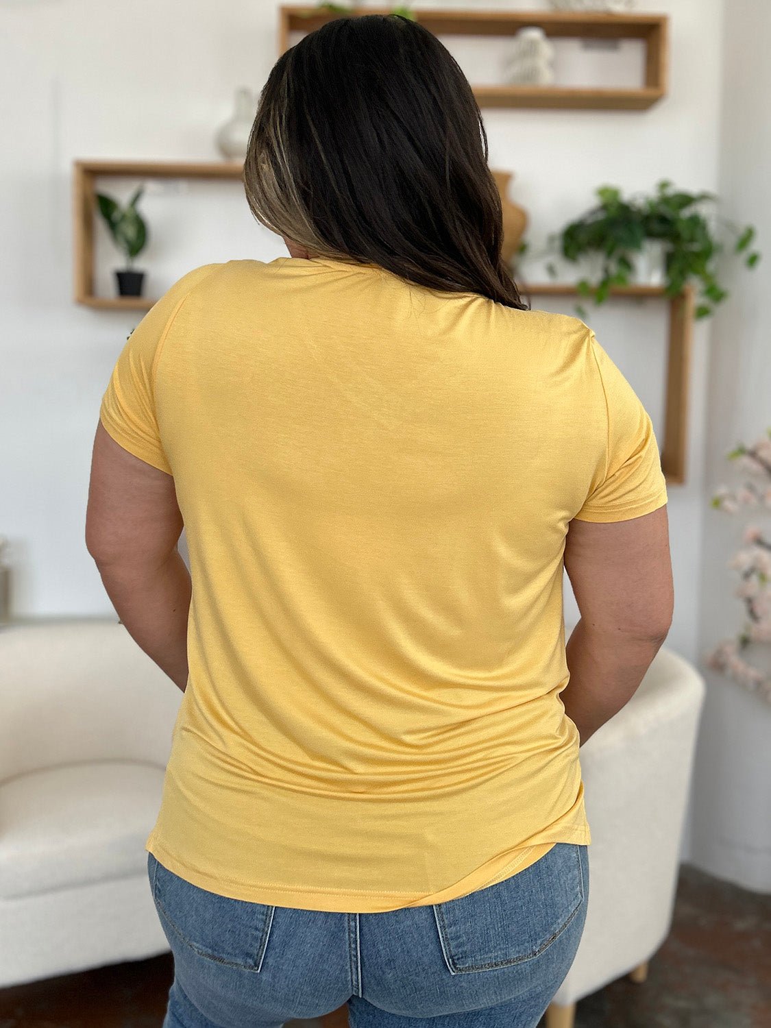 Basic Bae Bamboo Full Size V-Neck High-Low T-Shirt - The Coin Has A Say