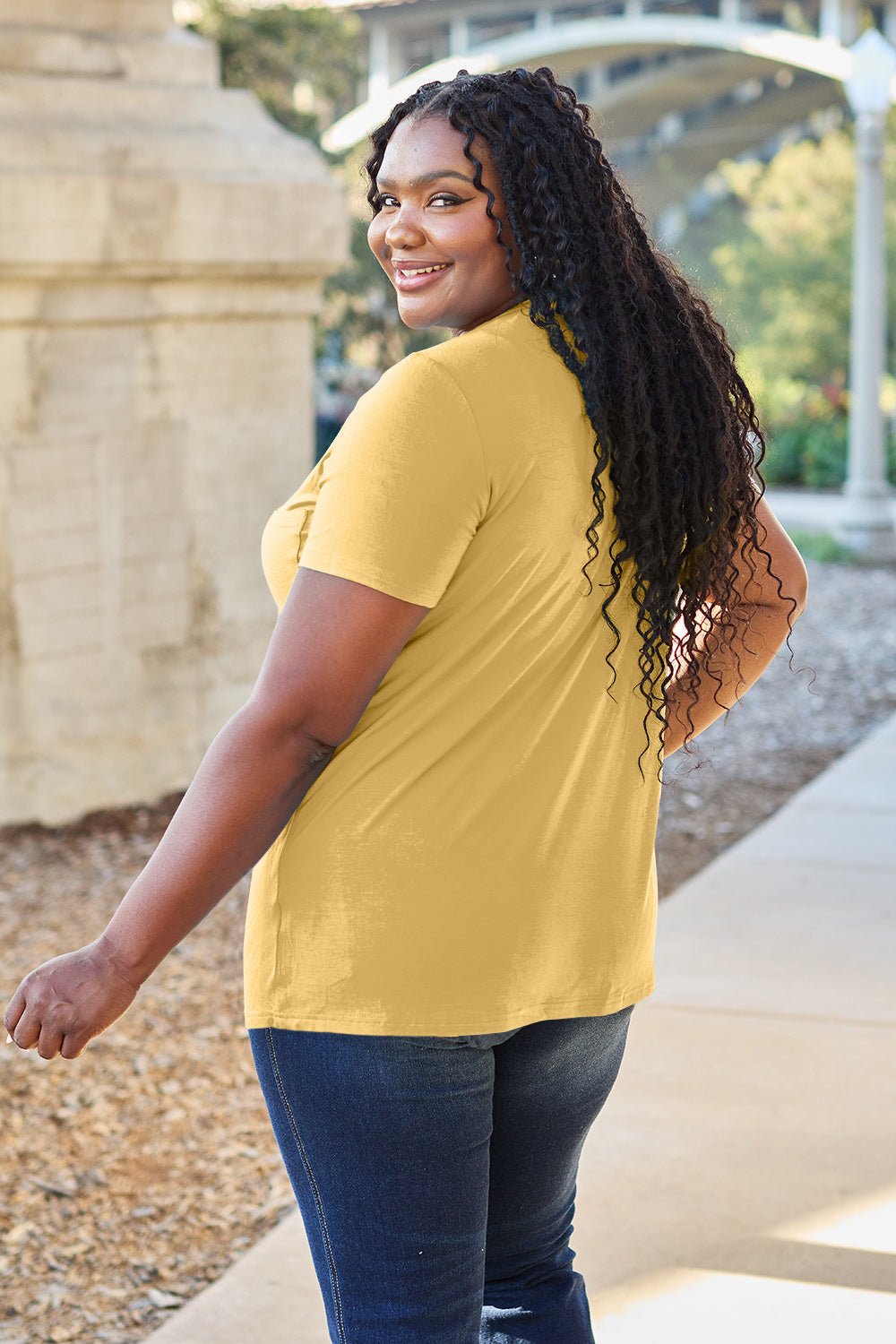 Basic Bae Bamboo Full Size V-Neck Short Sleeve T-Shirt - The Coin Has A Say