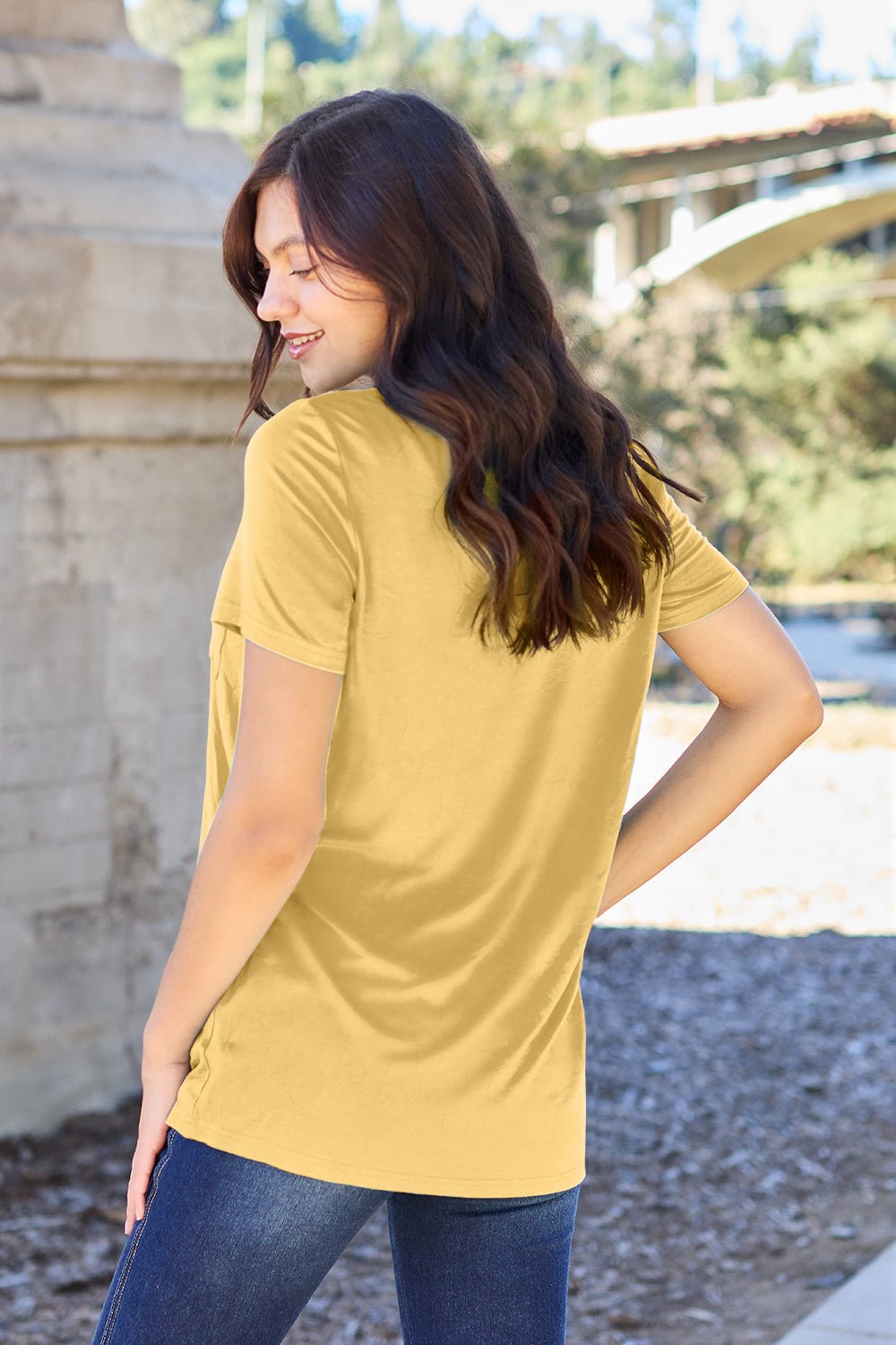 Basic Bae Bamboo Full Size V-Neck Short Sleeve T-Shirt - The Coin Has A Say