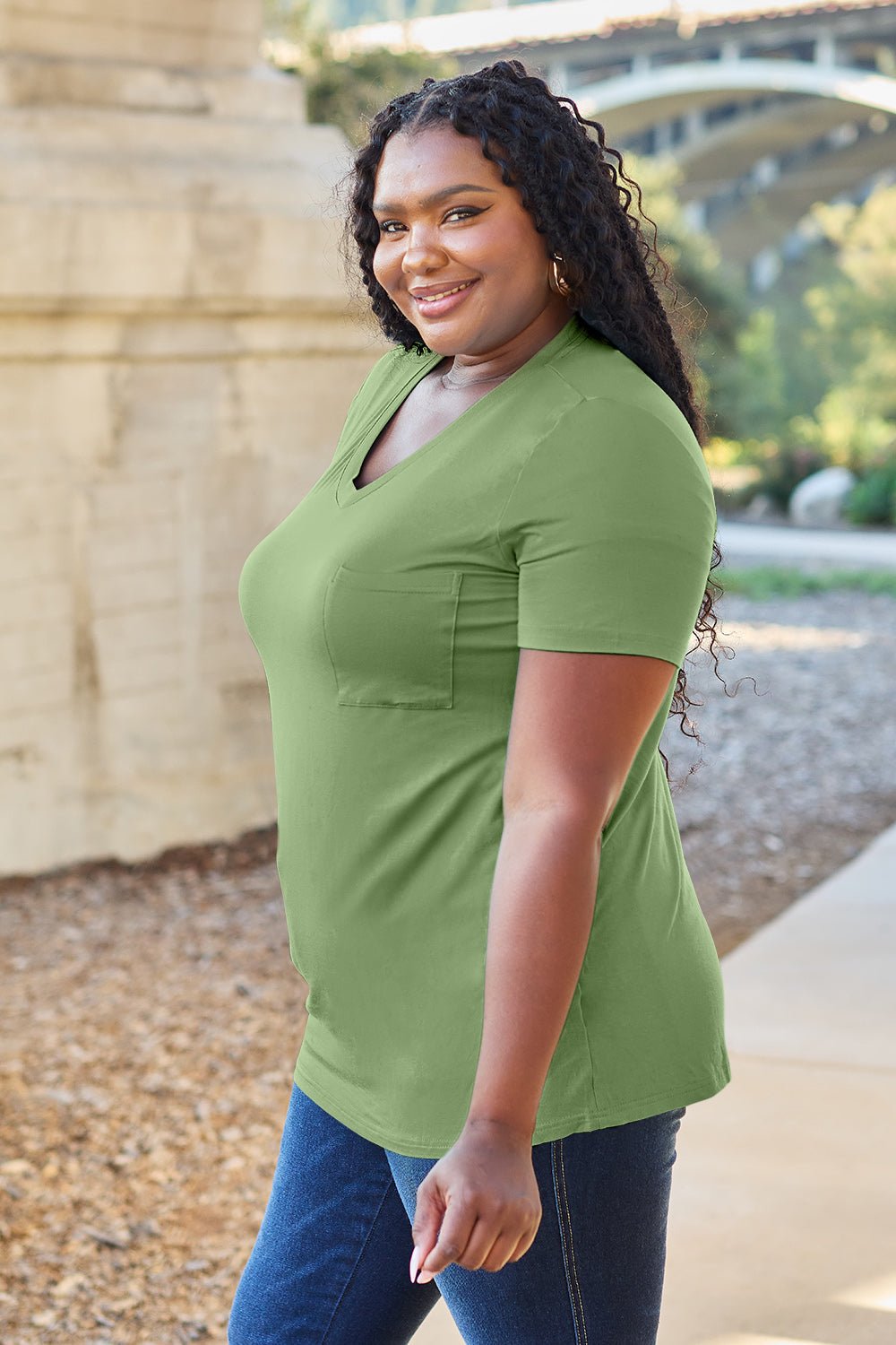 Basic Bae Bamboo Full Size V-Neck Short Sleeve T-Shirt - The Coin Has A Say