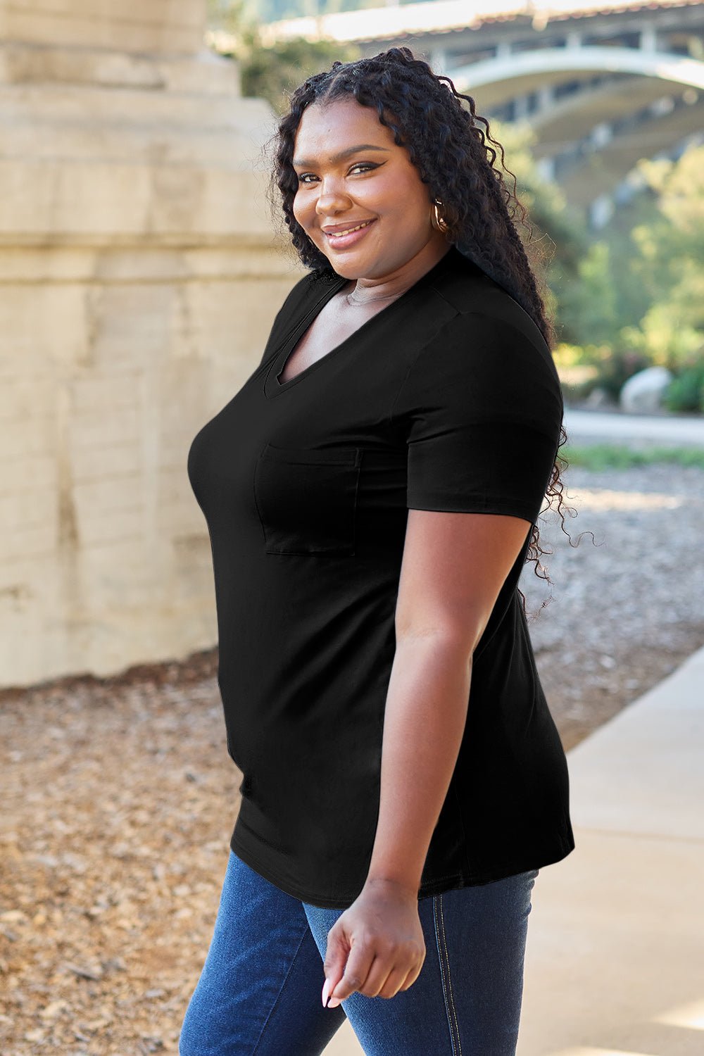 Basic Bae Bamboo Full Size V-Neck Short Sleeve T-Shirt - The Coin Has A Say