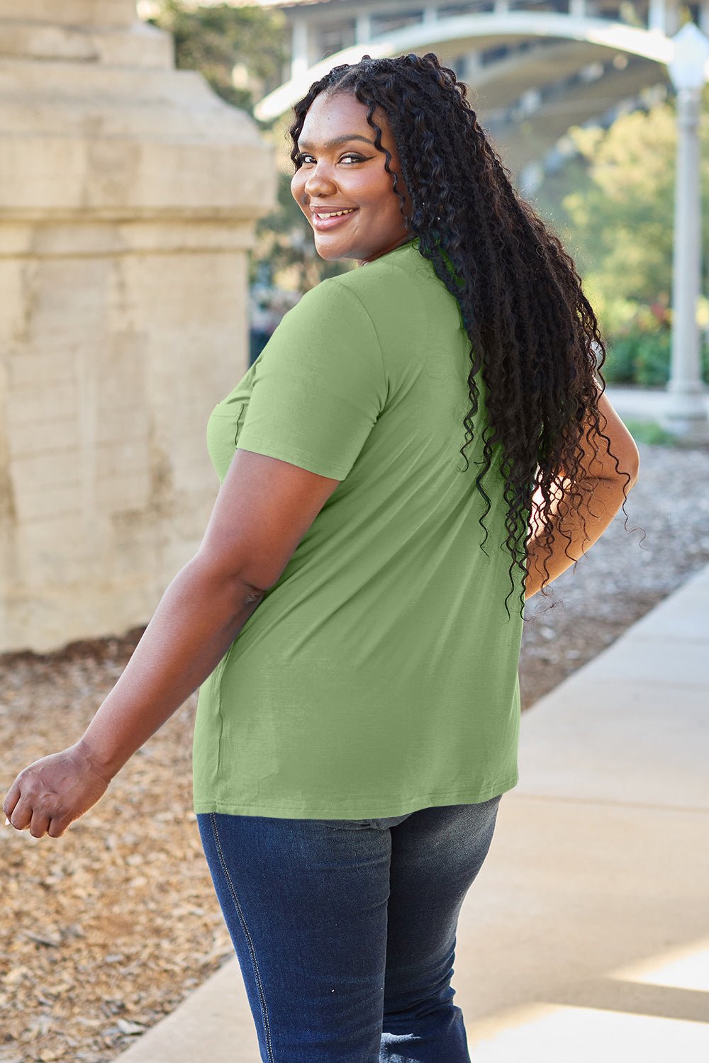 Basic Bae Bamboo Full Size V-Neck Short Sleeve T-Shirt - The Coin Has A Say