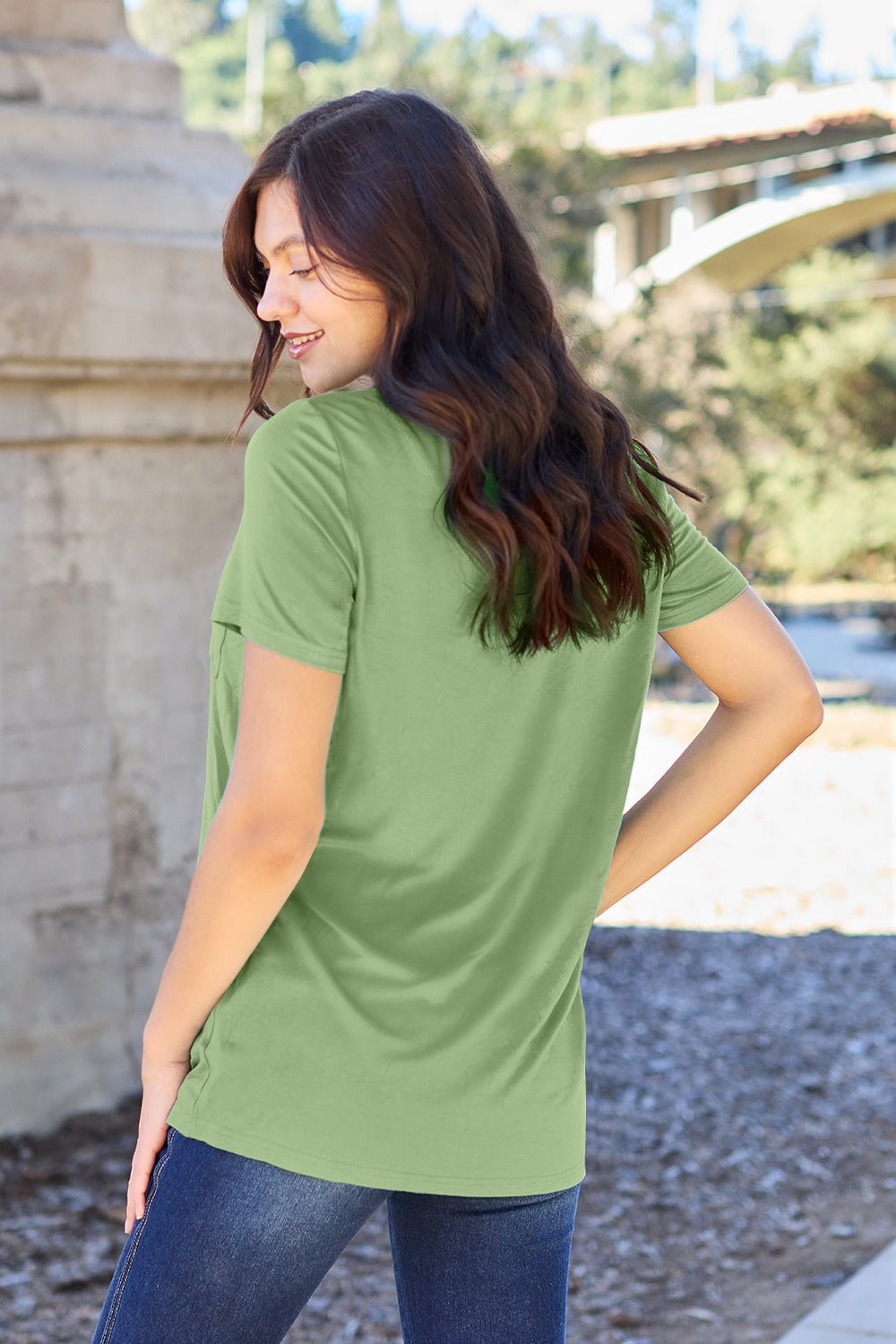 Basic Bae Bamboo Full Size V-Neck Short Sleeve T-Shirt - The Coin Has A Say