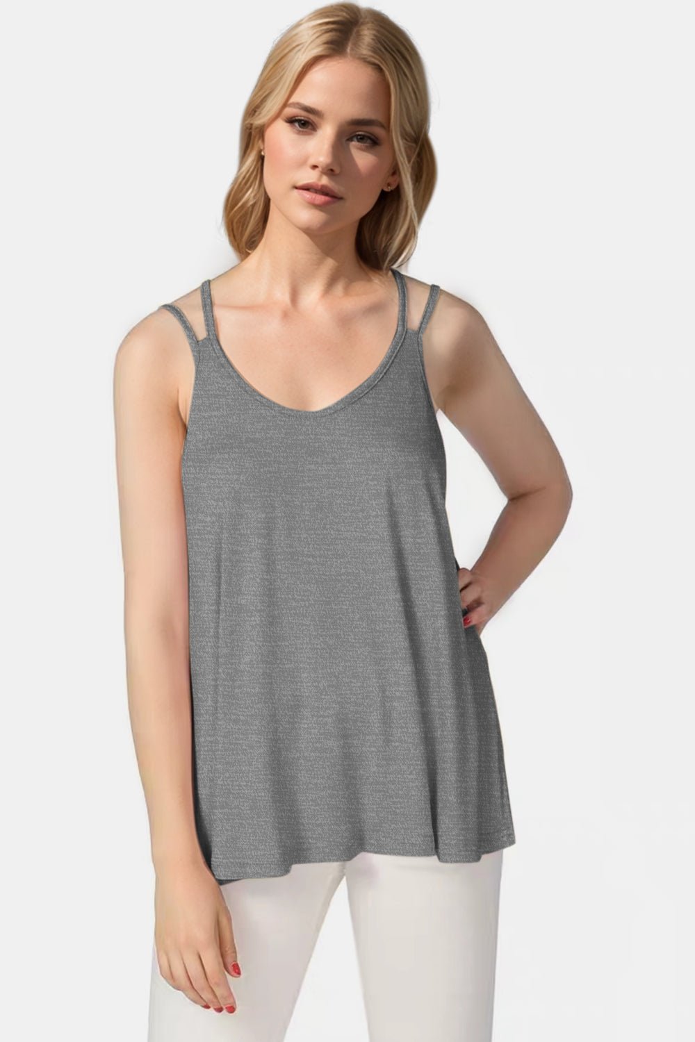 Basic Bae Bamboo Scoop Neck Double Spaghetti Straps Cami - The Coin Has A Say