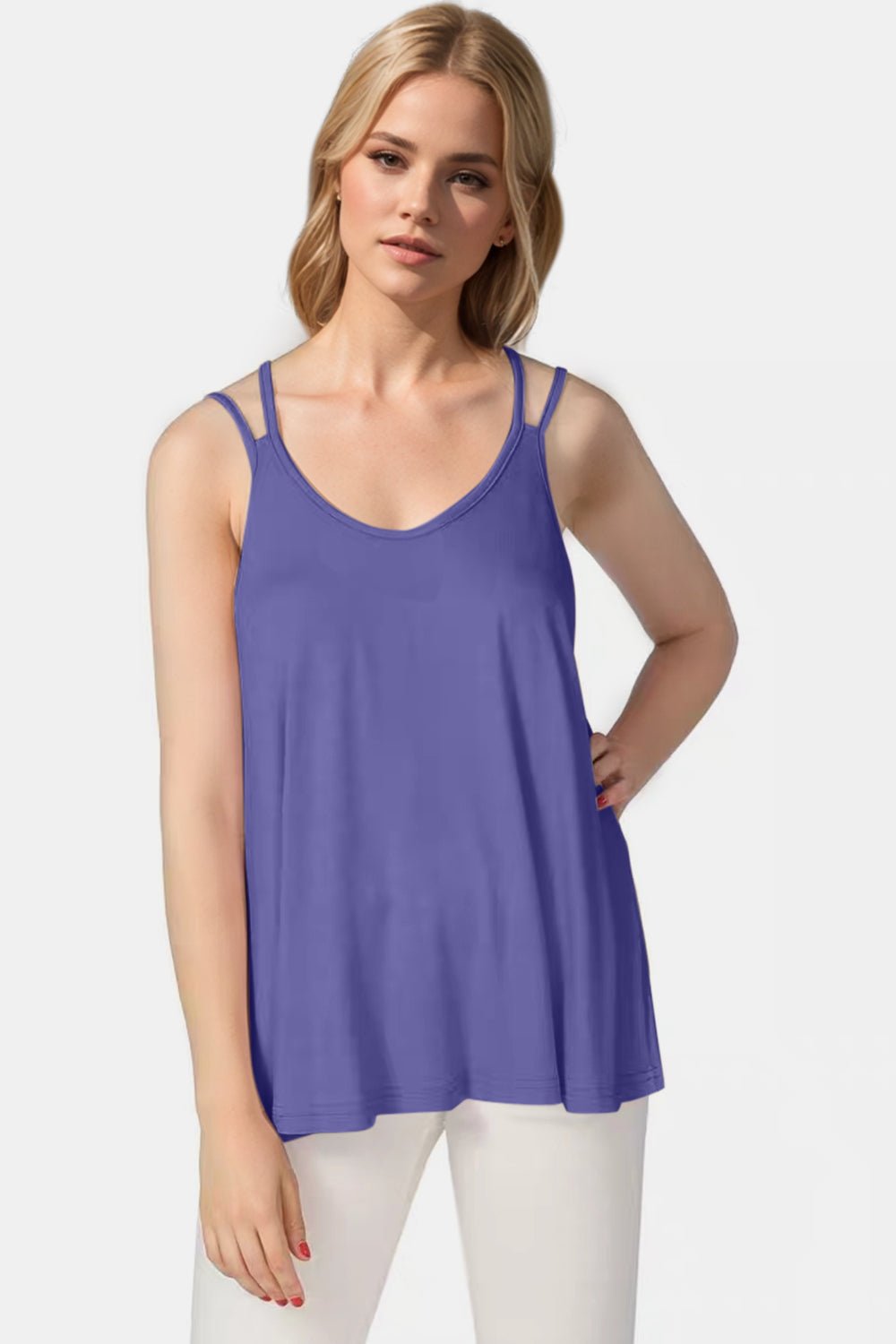 Basic Bae Bamboo Scoop Neck Double Spaghetti Straps Cami - The Coin Has A Say