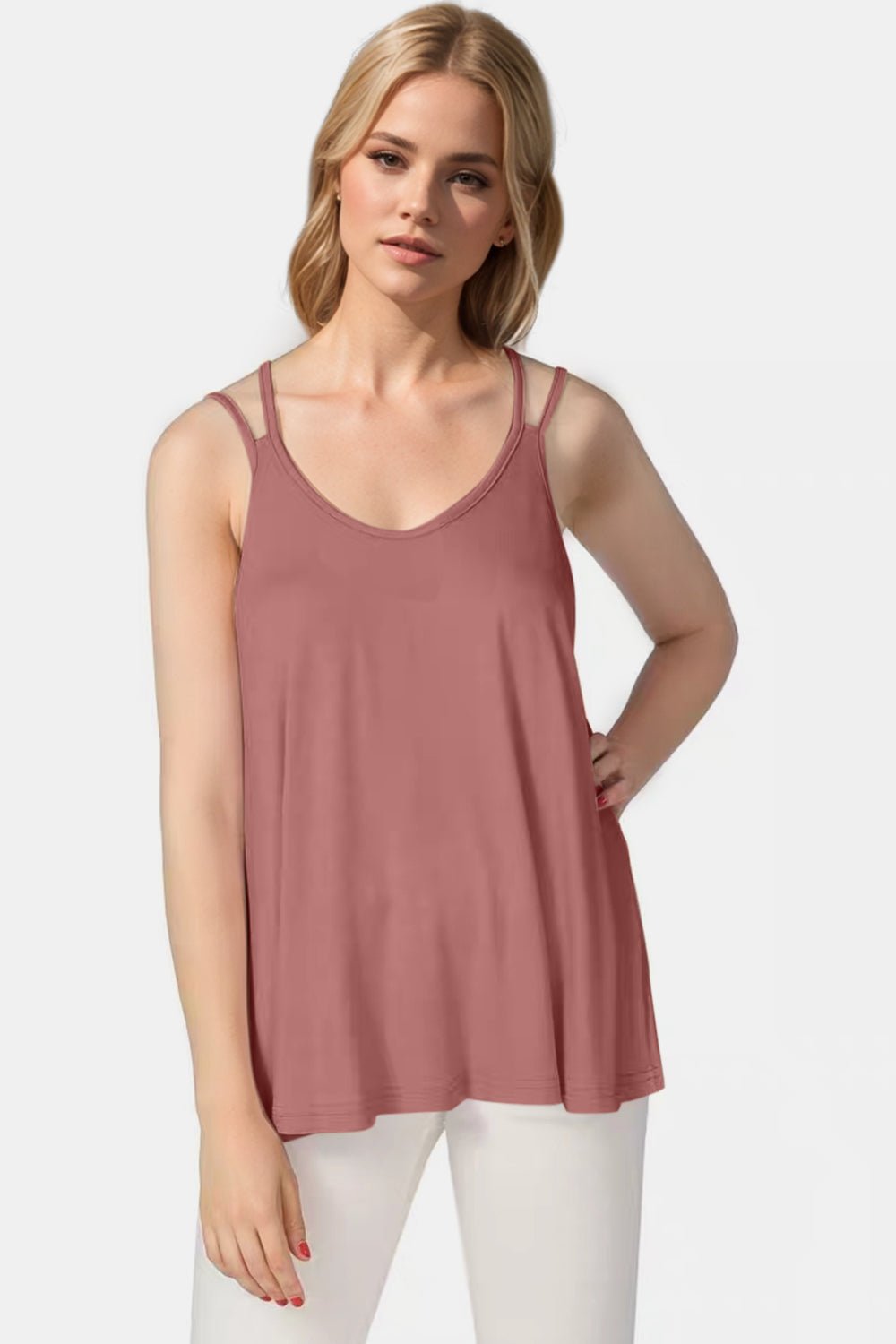 Basic Bae Bamboo Scoop Neck Double Spaghetti Straps Cami - The Coin Has A Say
