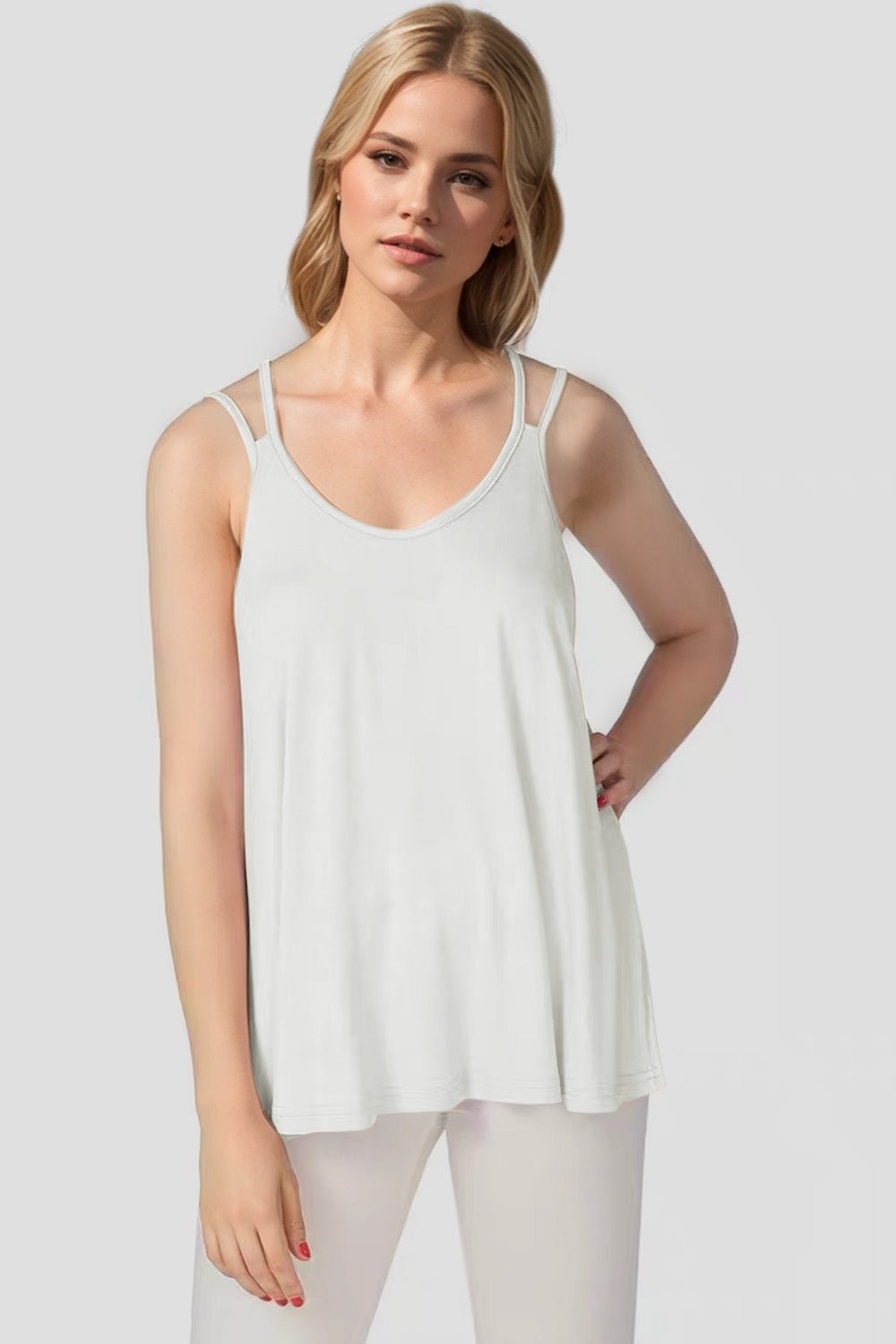 Basic Bae Bamboo Scoop Neck Double Spaghetti Straps Cami - The Coin Has A Say