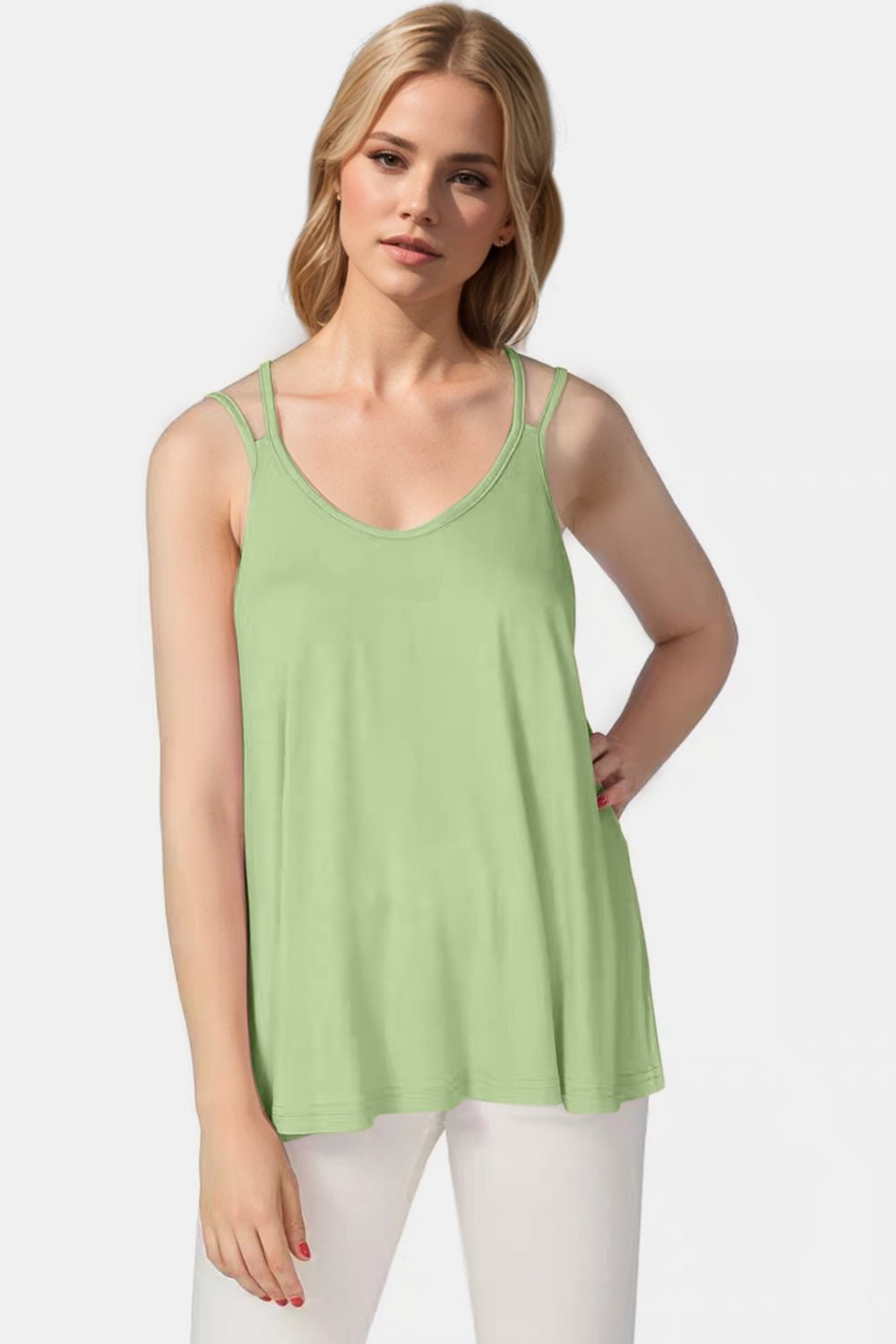Basic Bae Bamboo Scoop Neck Double Spaghetti Straps Cami - The Coin Has A Say
