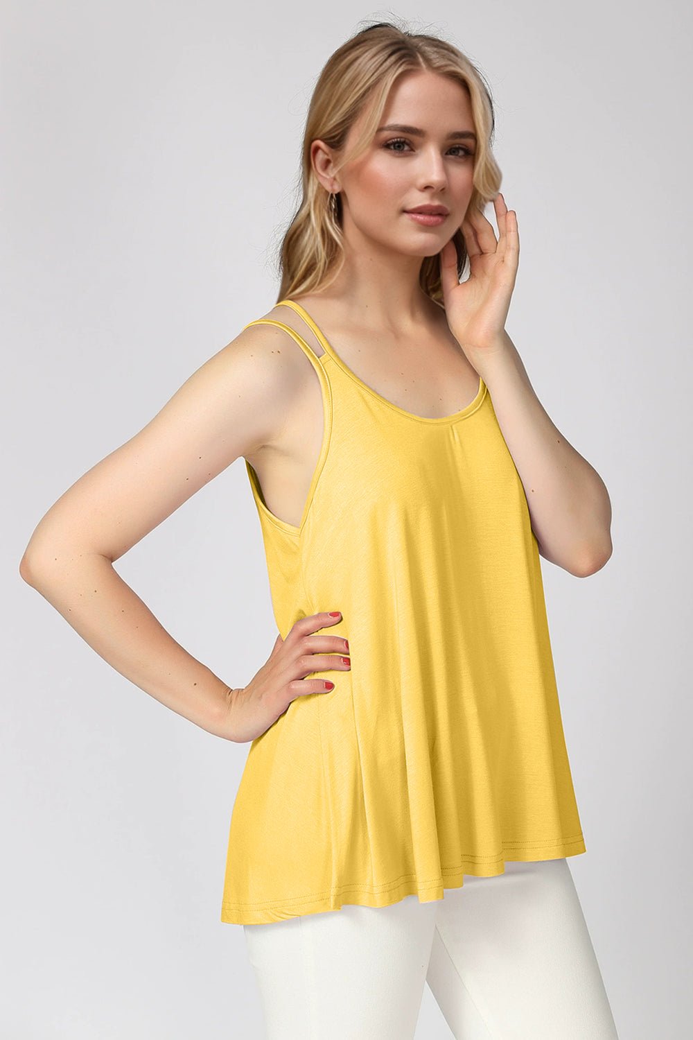 Basic Bae Bamboo Scoop Neck Double Spaghetti Straps Cami - The Coin Has A Say