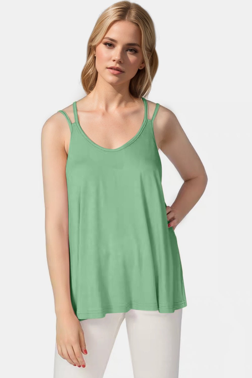 Basic Bae Bamboo Scoop Neck Double Spaghetti Straps Cami - The Coin Has A Say