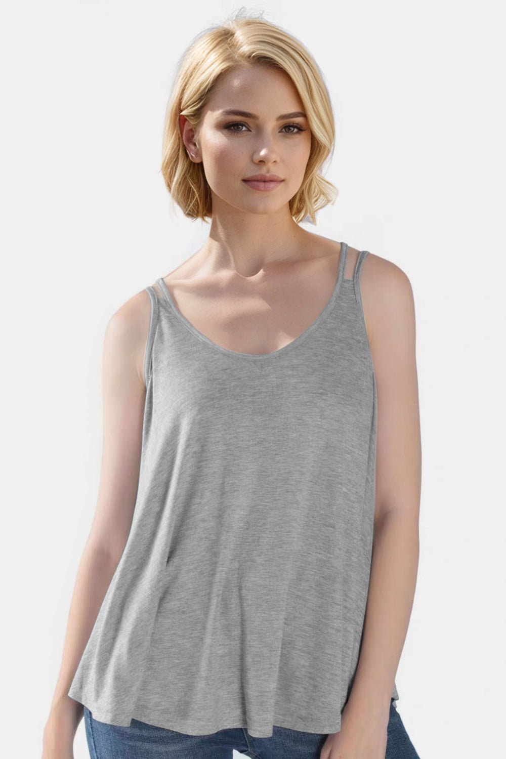 Basic Bae Bamboo Scoop Neck Double Spaghetti Straps Cami - The Coin Has A Say