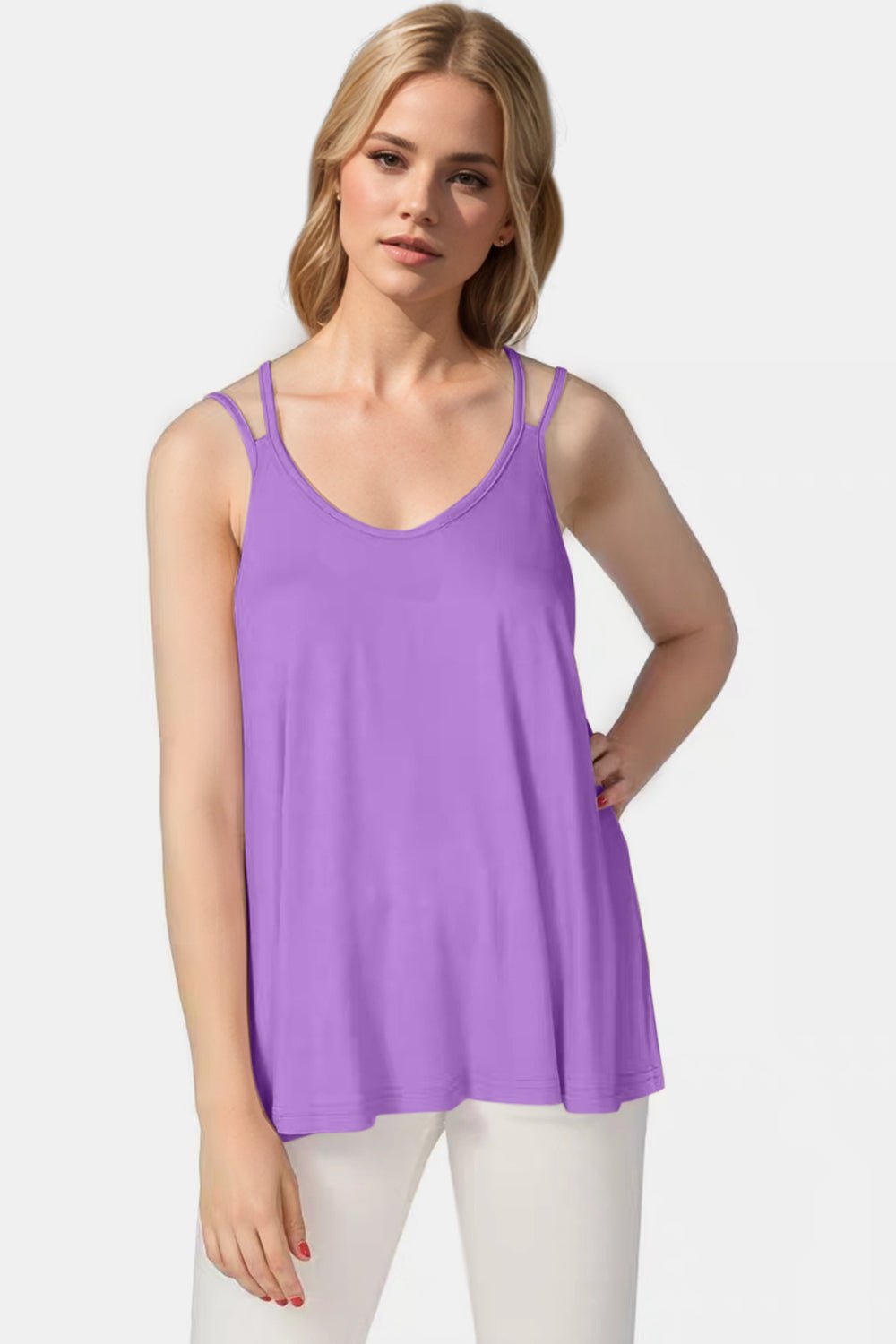 Basic Bae Bamboo Scoop Neck Double Spaghetti Straps Cami - The Coin Has A Say