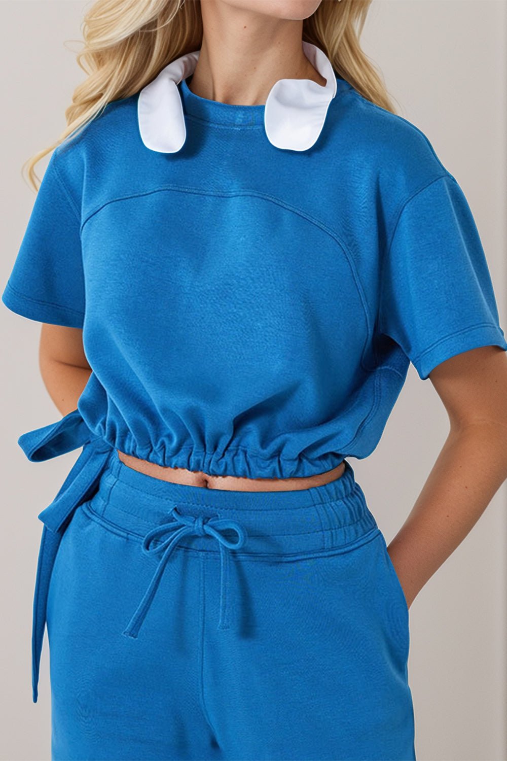 Basic Bae Drawstring Hem Air Scuba Round Neck Short Sleeve T-Shirt - The Coin Has A Say