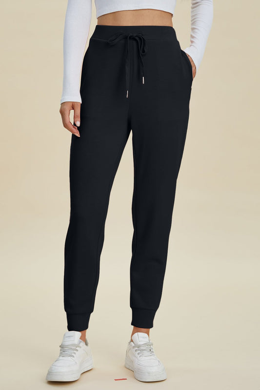 Basic Bae Full Size Air Scuba Drawstring High Waist Joggers - The Coin Has A Say