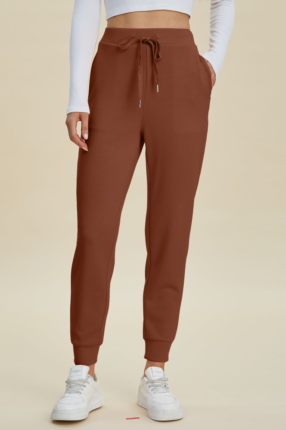 Basic Bae Full Size Air Scuba Drawstring High Waist Joggers - The Coin Has A Say