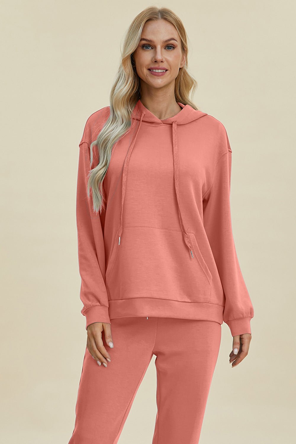 Basic Bae Full Size Air Scuba Drawstring Long Sleeve Hoodie with Kangaroo Pocket - The Coin Has A Say