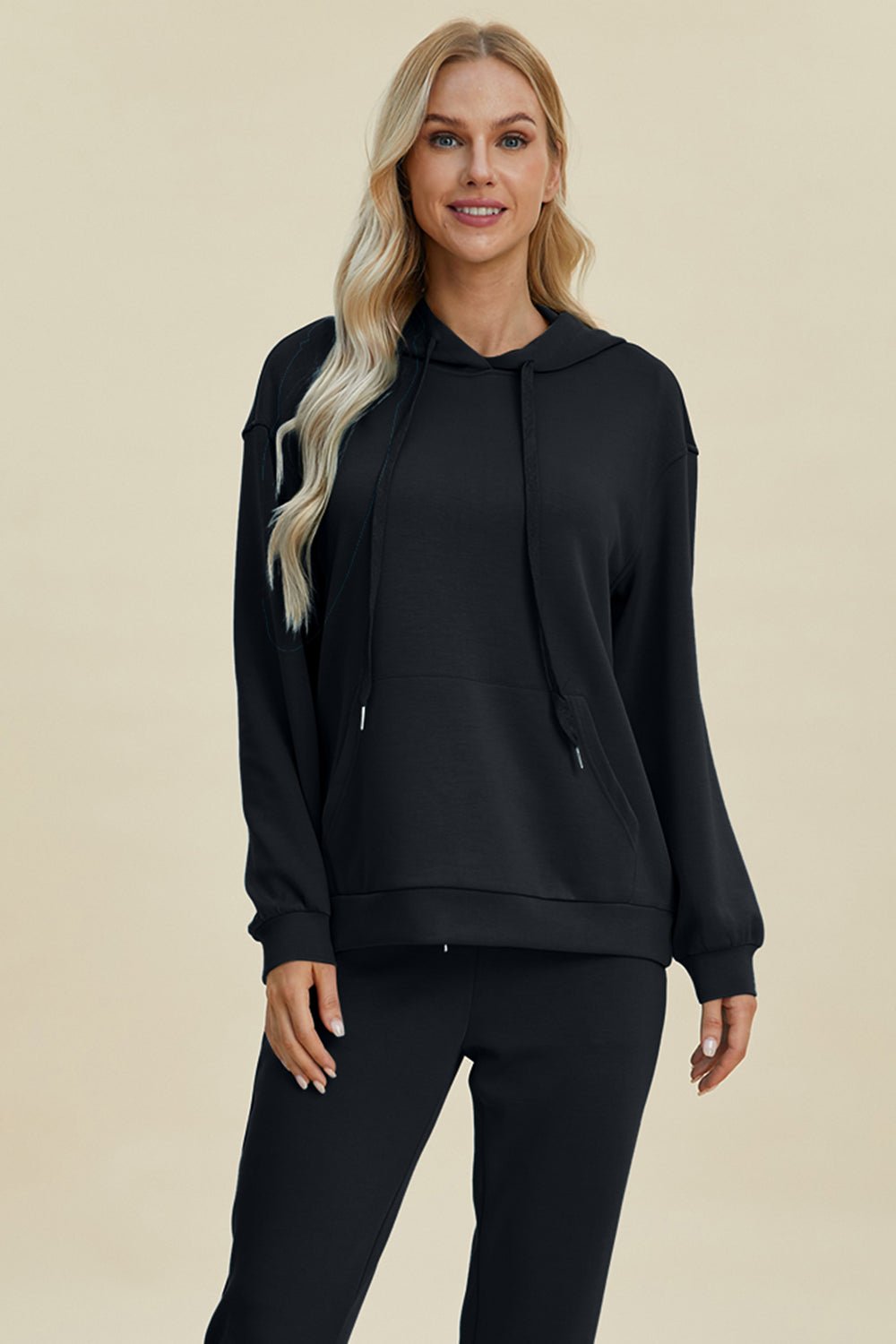 Basic Bae Full Size Air Scuba Drawstring Long Sleeve Hoodie with Kangaroo Pocket - The Coin Has A Say