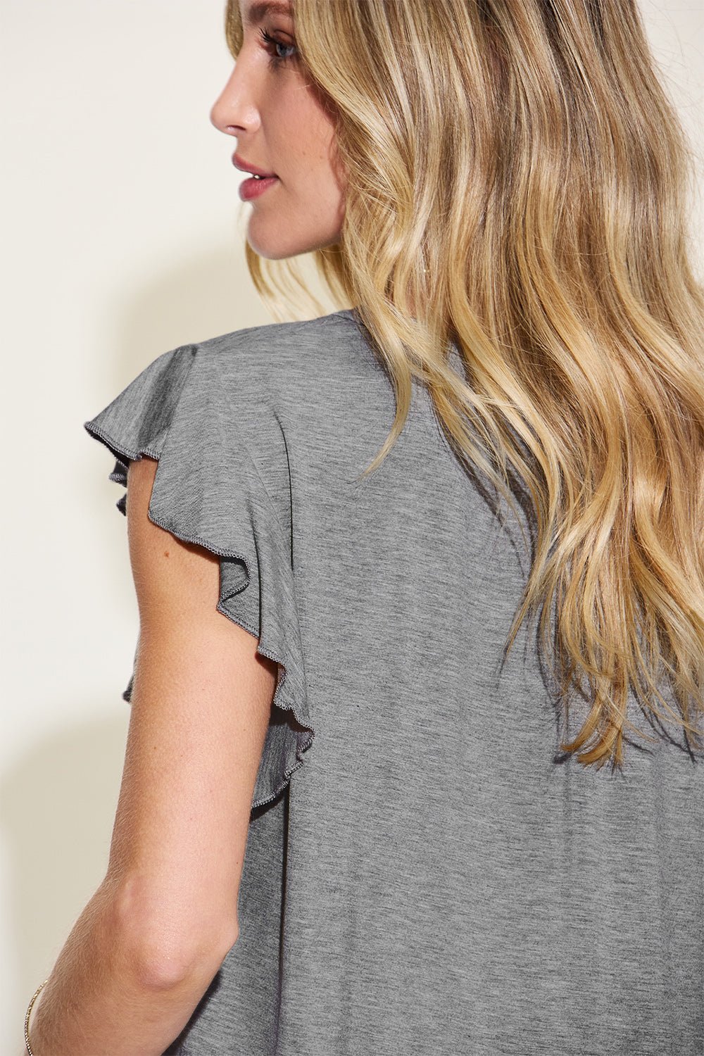 Basic Bae Full Size Bamboo Notched Ruffled Short Sleeve T-Shirt - The Coin Has A Say