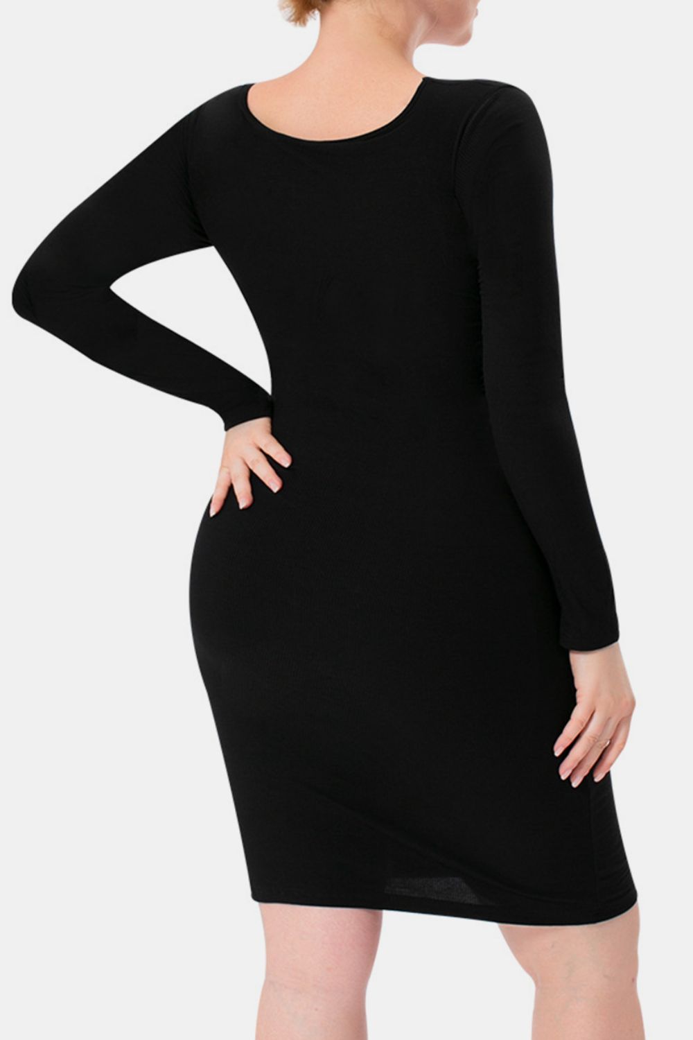 Basic Bae Full Size Built-In Shapewear Square Neck Long Sleeve Dress - The Coin Has A Say