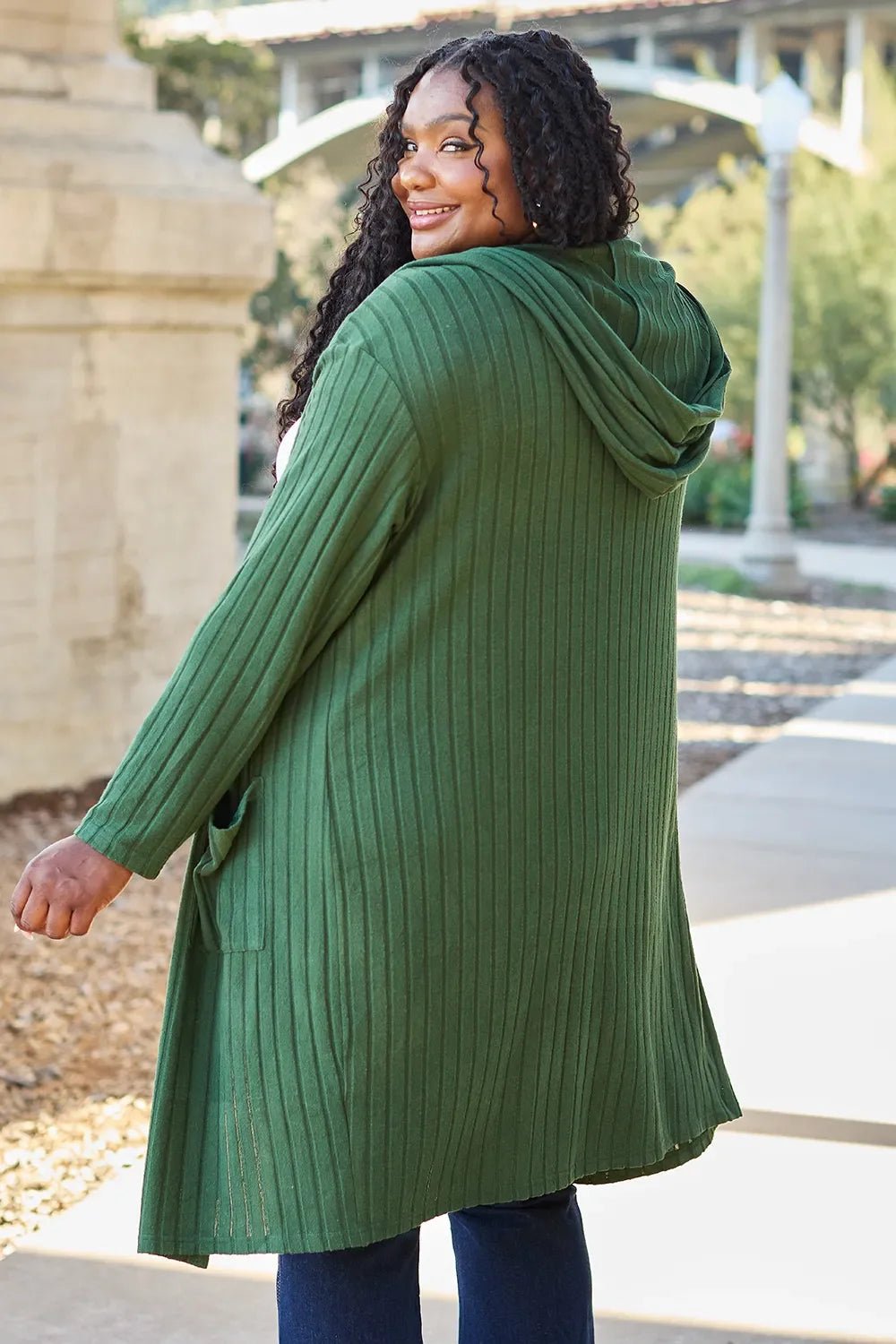 Basic Bae Full Size Hooded Sweater Cardigan - The Coin Has A Say