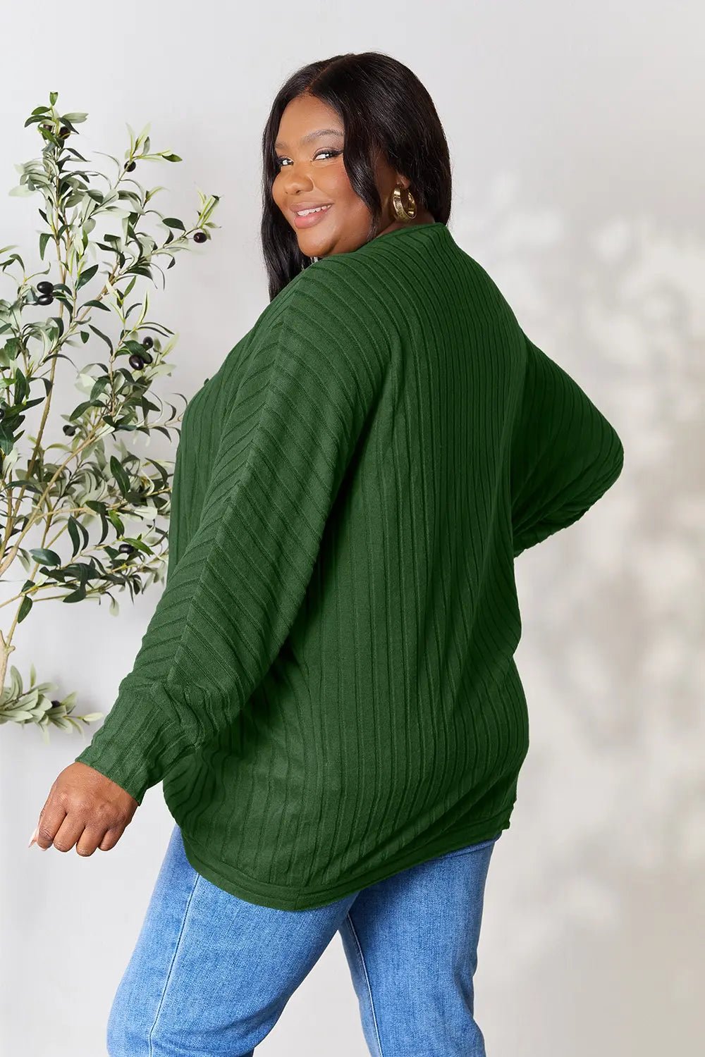 Basic Bae Full Size Ribbed Cocoon Cardigan - The Coin Has A Say