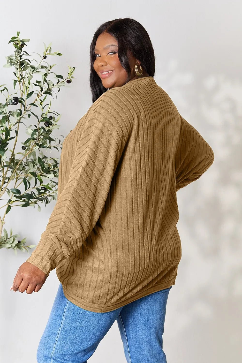 Basic Bae Full Size Ribbed Cocoon Cardigan - The Coin Has A Say