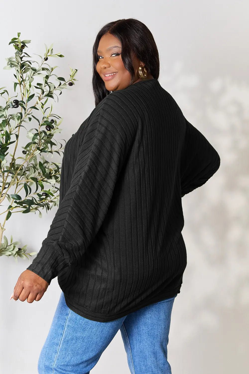 Basic Bae Full Size Ribbed Cocoon Cardigan - The Coin Has A Say