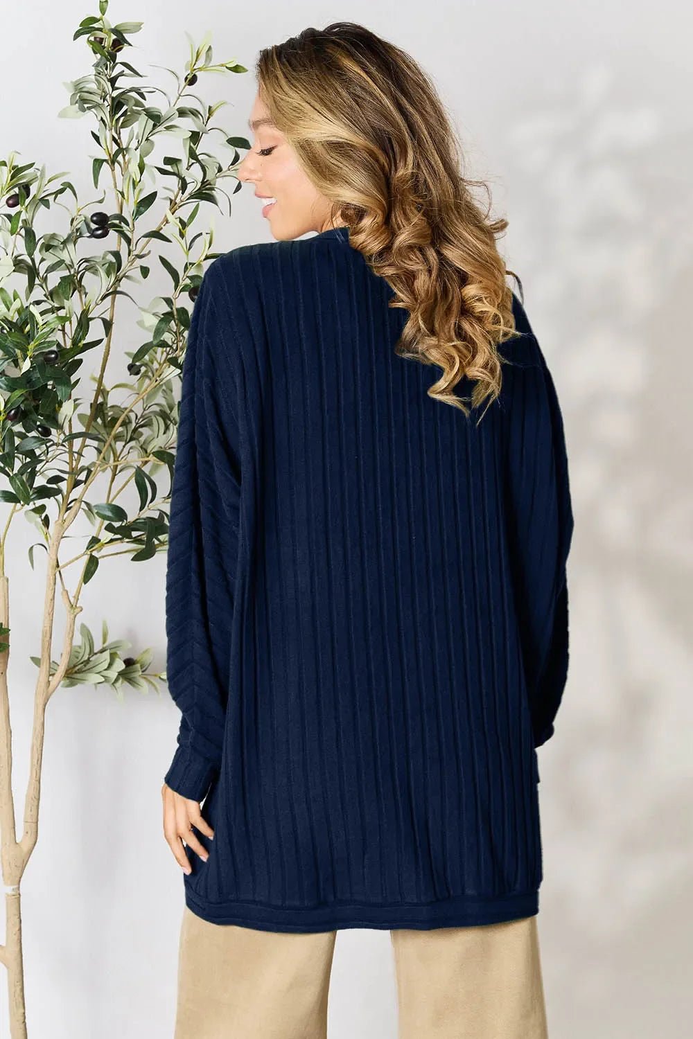 Basic Bae Full Size Ribbed Cocoon Cardigan - The Coin Has A Say