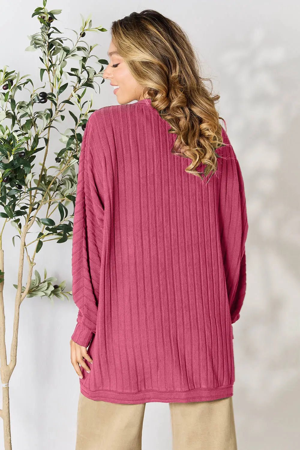 Basic Bae Full Size Ribbed Cocoon Cardigan - The Coin Has A Say