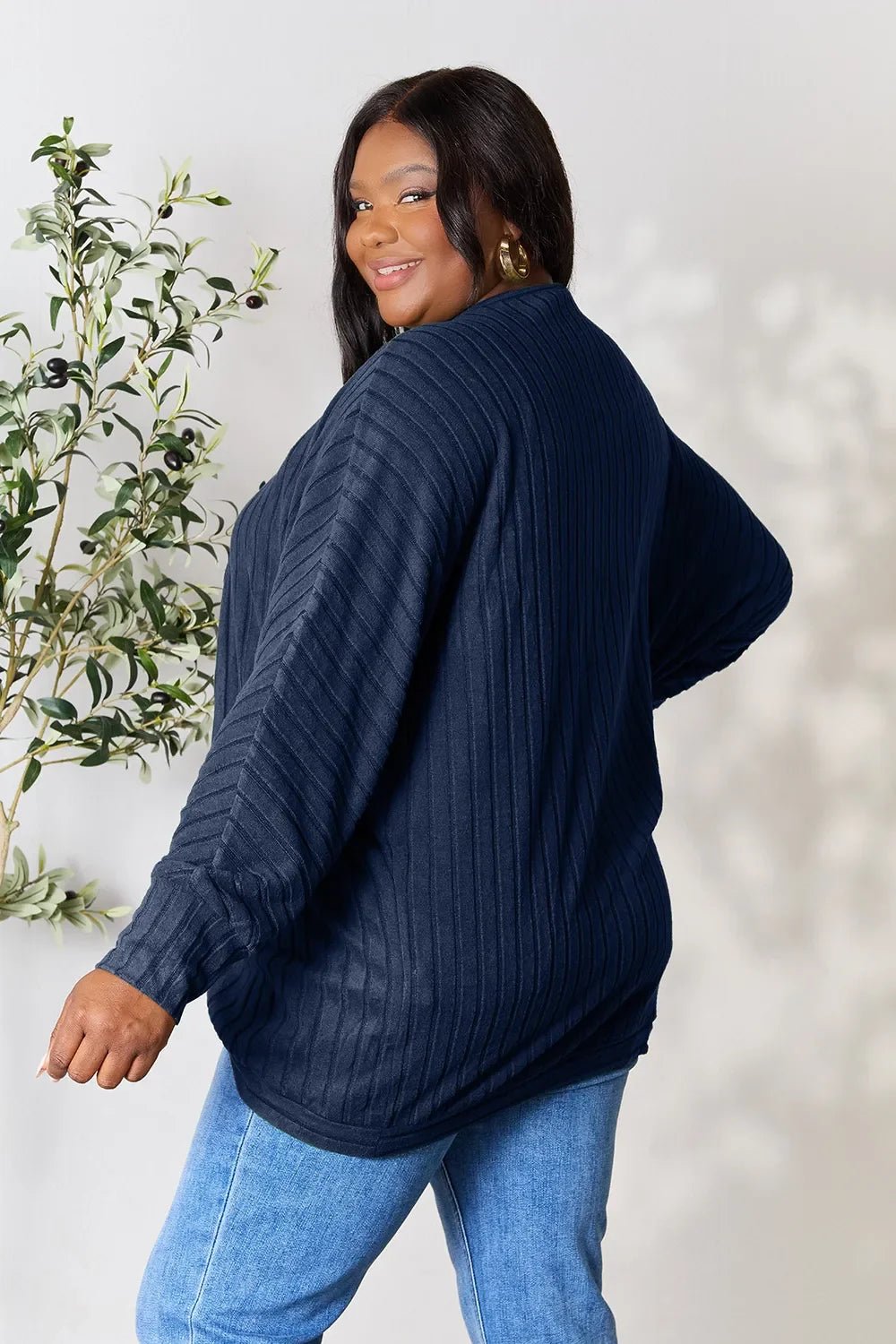 Basic Bae Full Size Ribbed Cocoon Cardigan - The Coin Has A Say