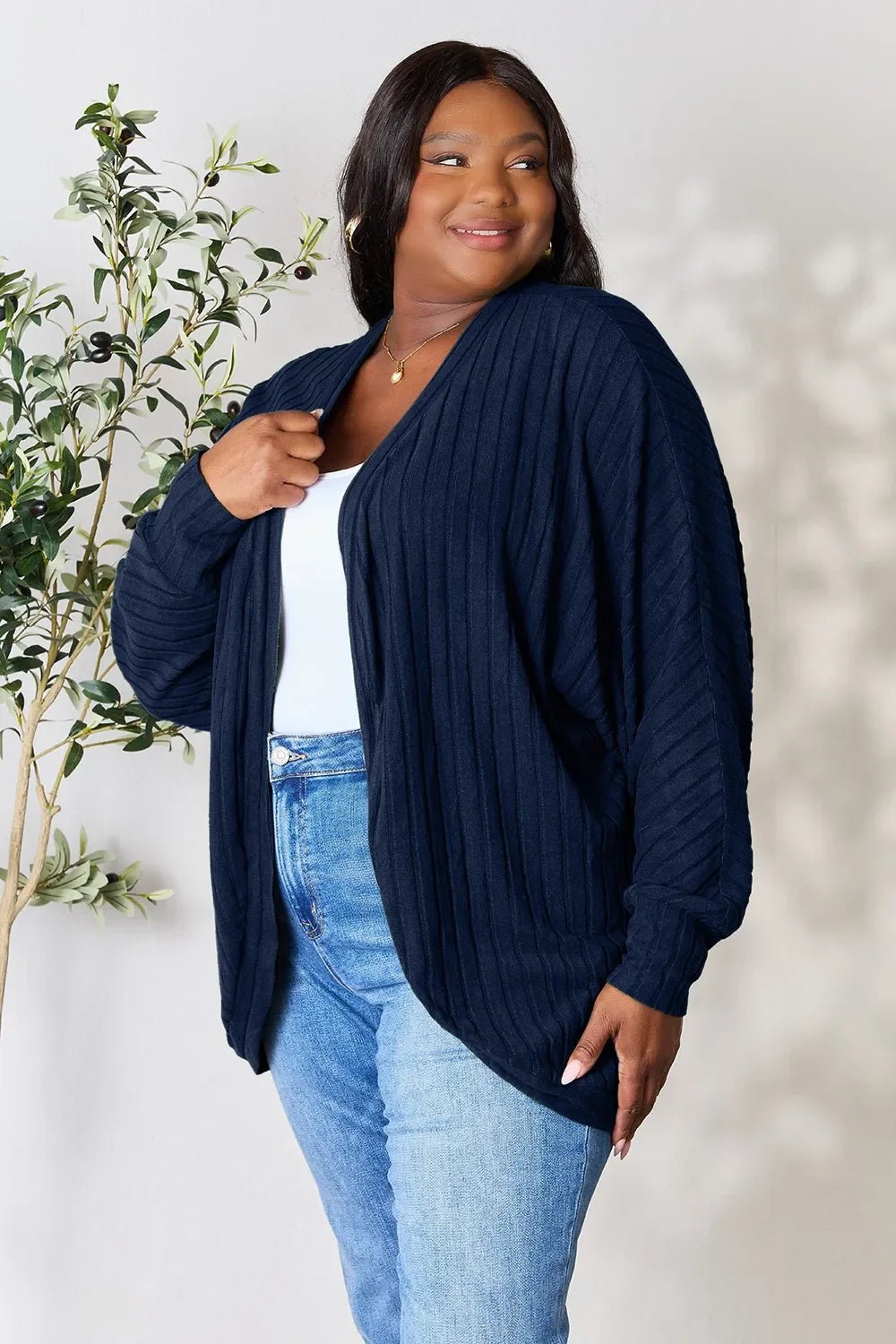 Basic Bae Full Size Ribbed Cocoon Cardigan - The Coin Has A Say