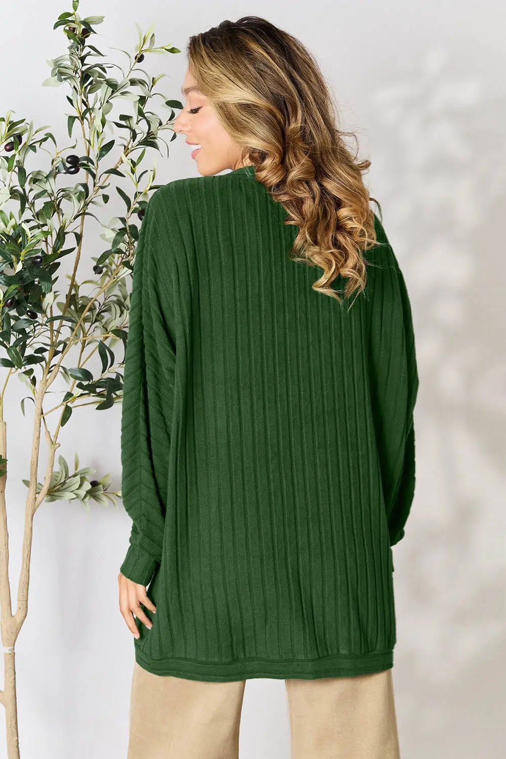 Basic Bae Full Size Ribbed Cocoon Cardigan - The Coin Has A Say