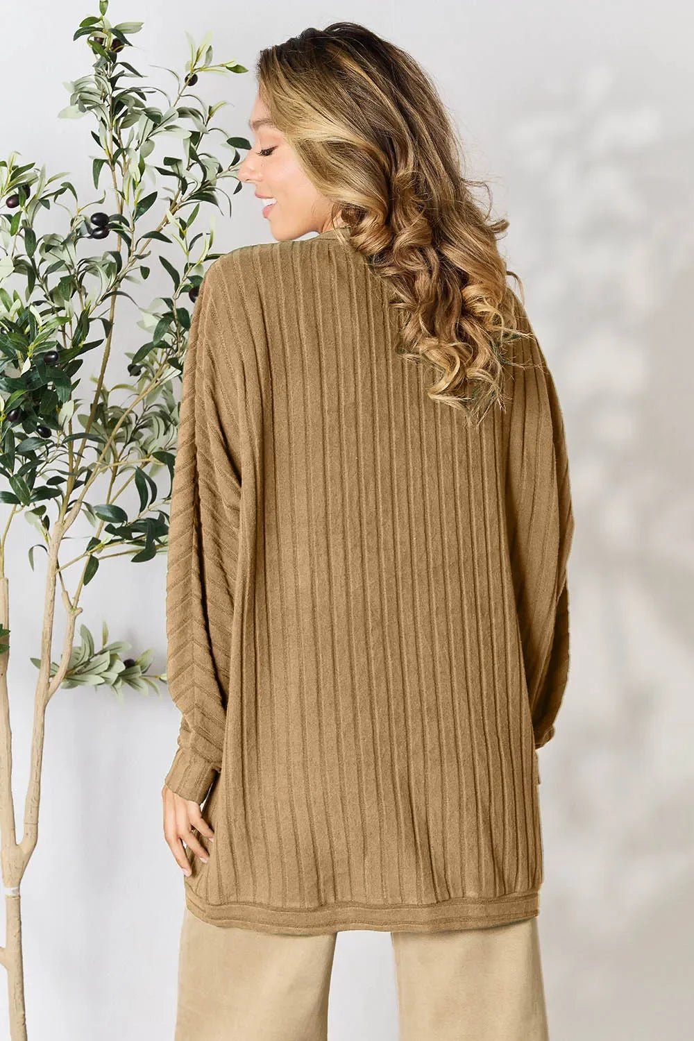 Basic Bae Full Size Ribbed Cocoon Cardigan - The Coin Has A Say