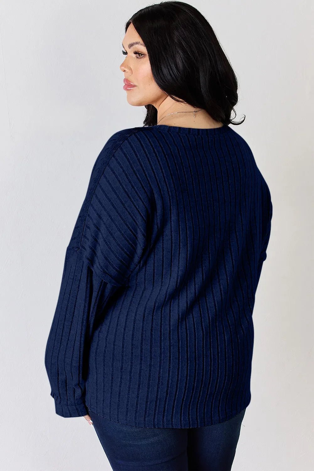 Basic Bae Full Size Ribbed Half Button Long Sleeve T-Shirt - The Coin Has A Say