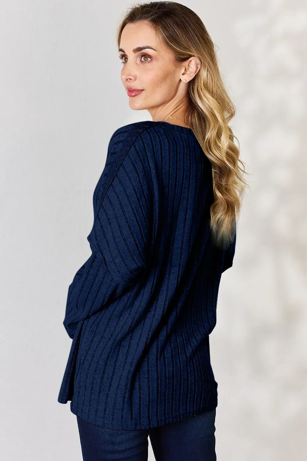 Basic Bae Full Size Ribbed Half Button Long Sleeve T-Shirt - The Coin Has A Say