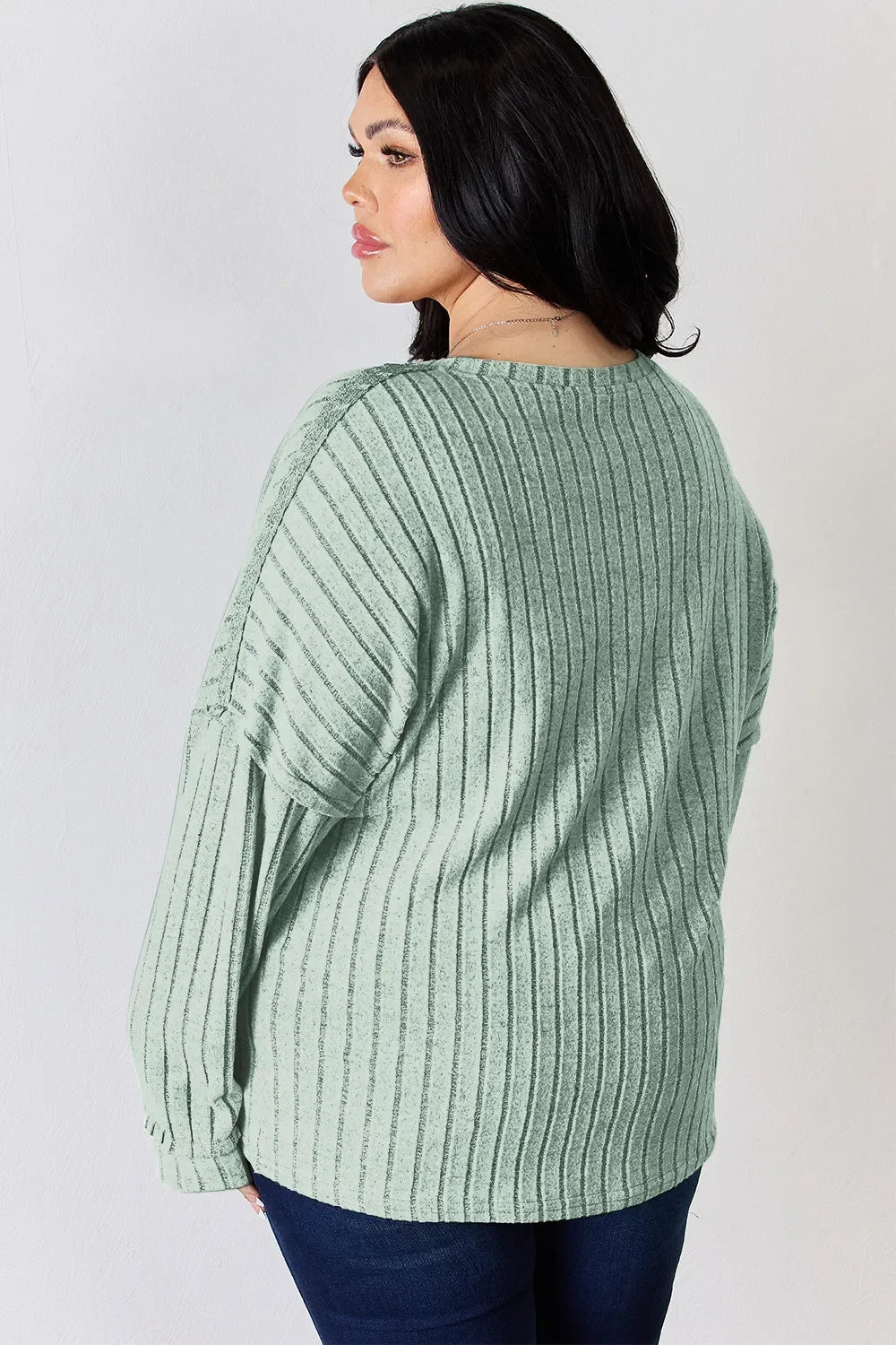 Basic Bae Full Size Ribbed Half Button Long Sleeve T-Shirt - The Coin Has A Say