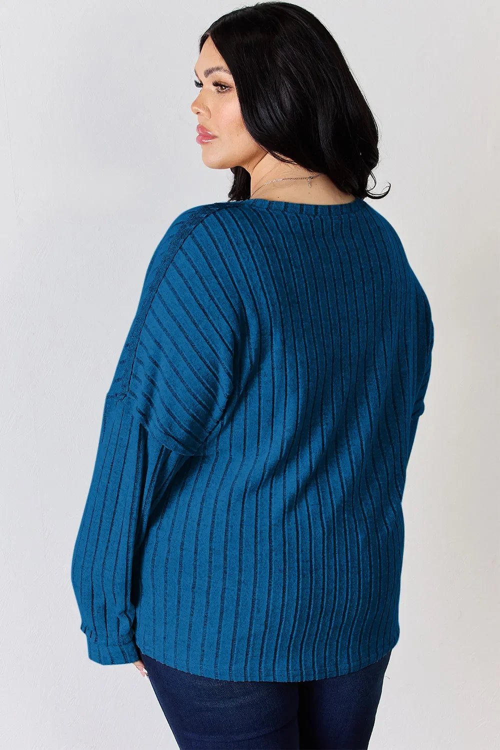 Basic Bae Full Size Ribbed Half Button Long Sleeve T-Shirt - The Coin Has A Say