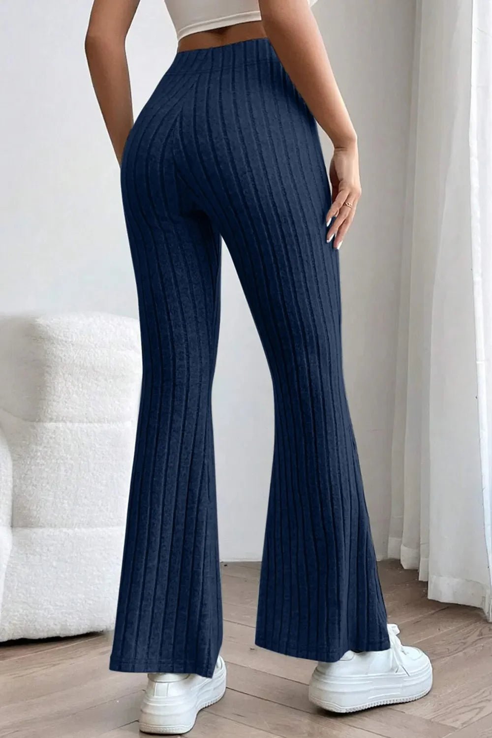 Basic Bae Full Size Ribbed High Waist Flare Pants - The Coin Has A Say