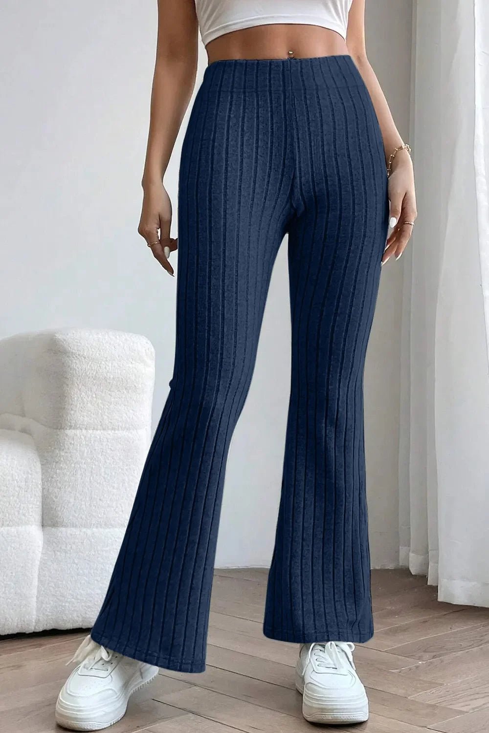 Basic Bae Full Size Ribbed High Waist Flare Pants - The Coin Has A Say