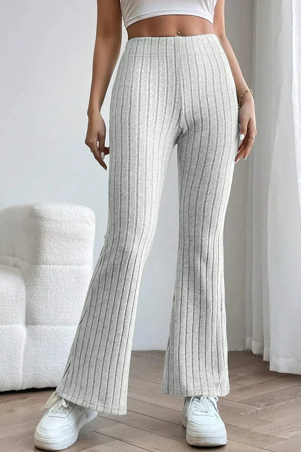 Basic Bae Full Size Ribbed High Waist Flare Pants - The Coin Has A Say