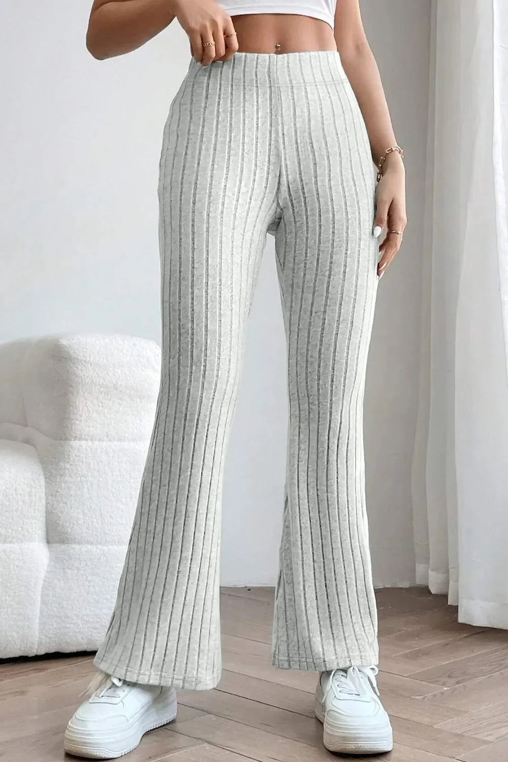 Basic Bae Full Size Ribbed High Waist Flare Pants - The Coin Has A Say